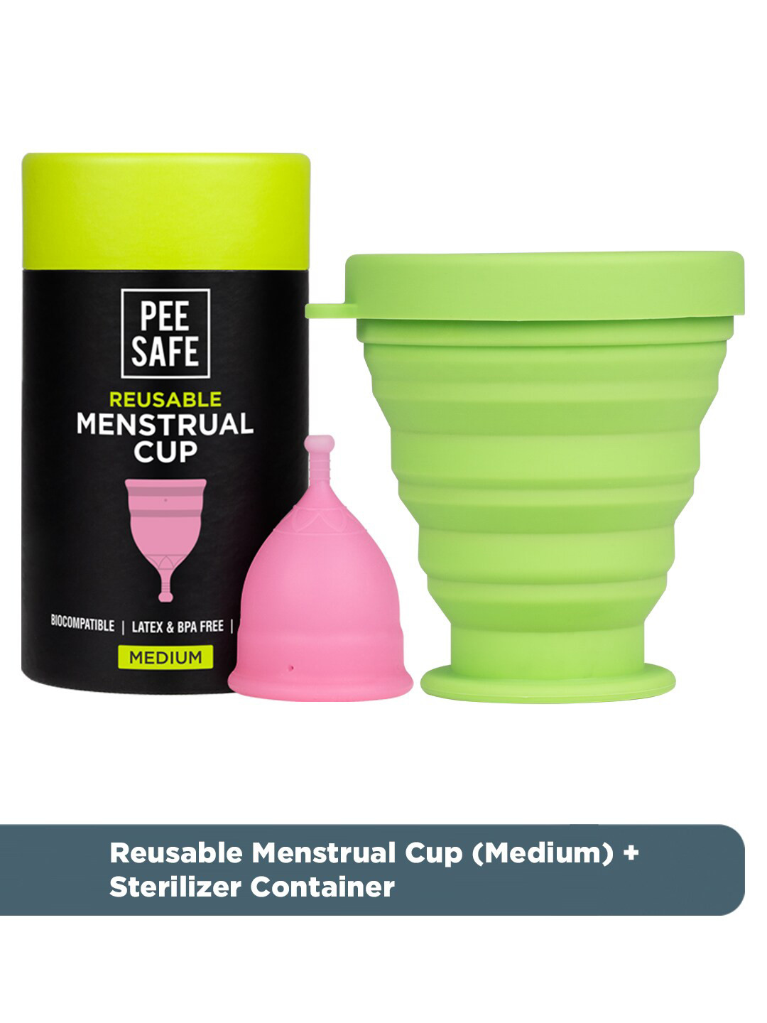 PEESAFE Menstrual Cups Medium Size With Pouch & Sterilizing Container Combo