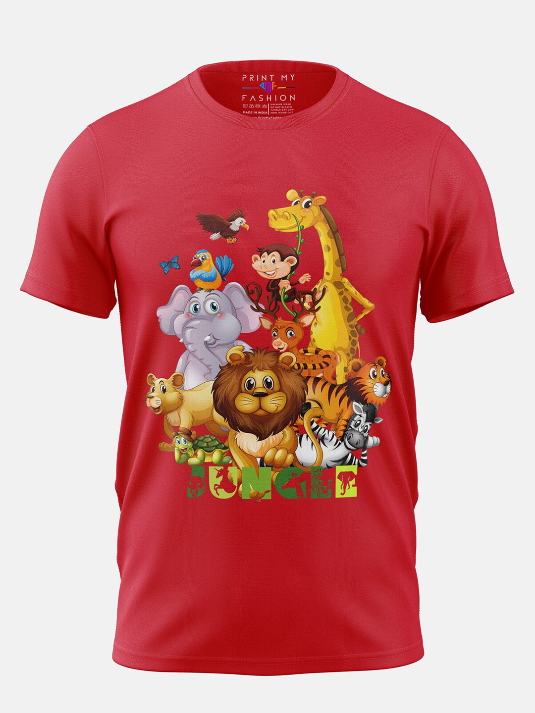 Print My Fashion Boys Animals Graphic Printed Cotton T-shirt