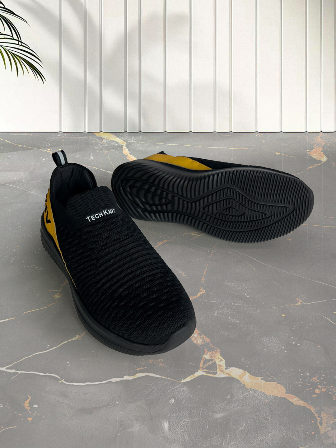 KazarMax Men TechKnit Colourblocked Slip On Sneakers