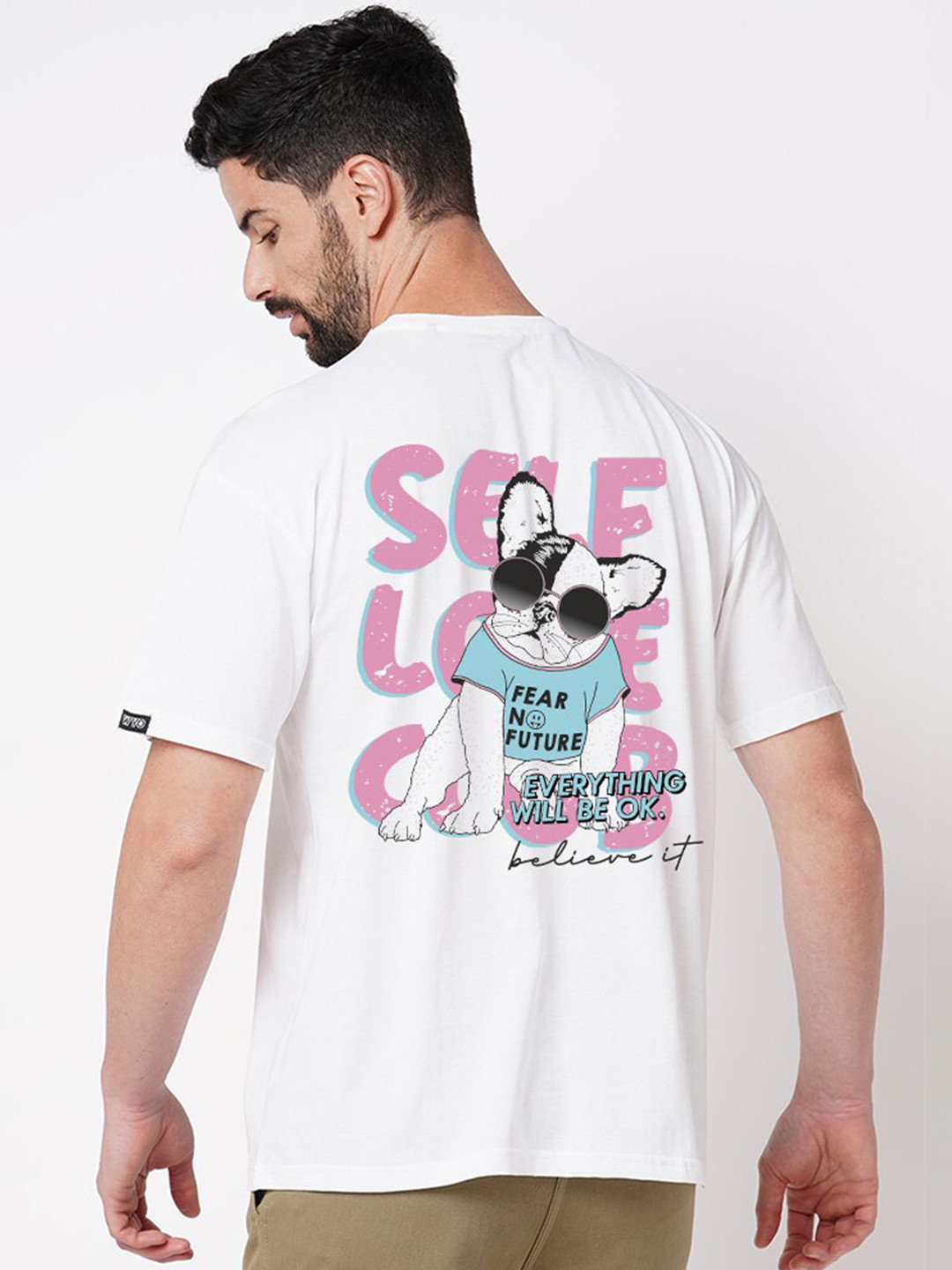 Wear Your Opinion Men Varsity Printed Tropical Applique T-shirt