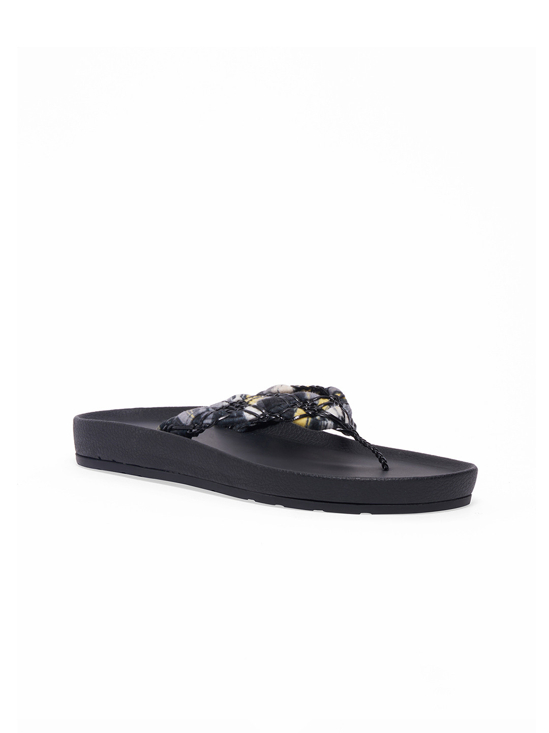 ERIDANI Women Printed Braided T-Strap Flats
