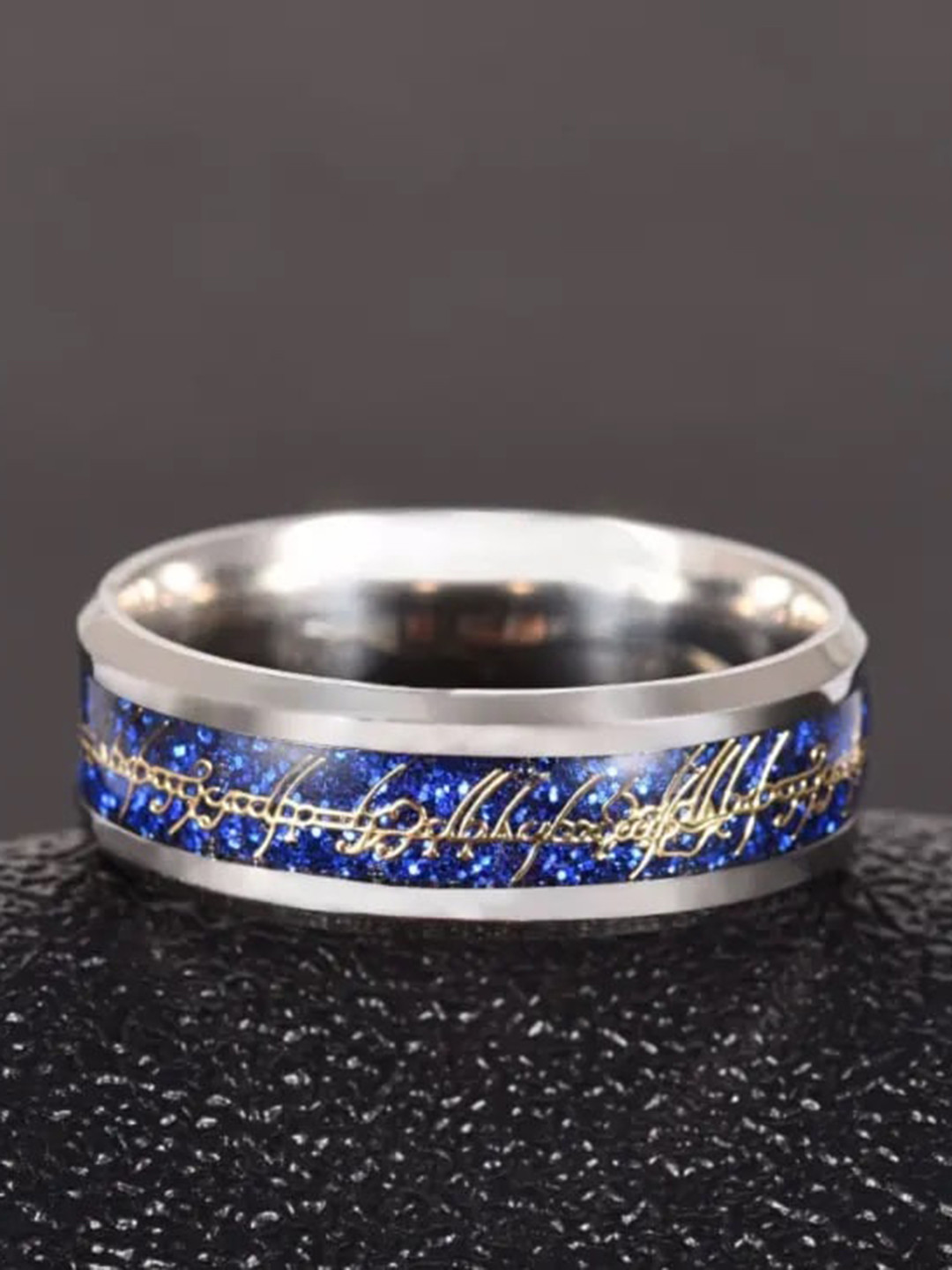 MEENAZ Men Stainless Steel Silver-Plated Band Double Ring