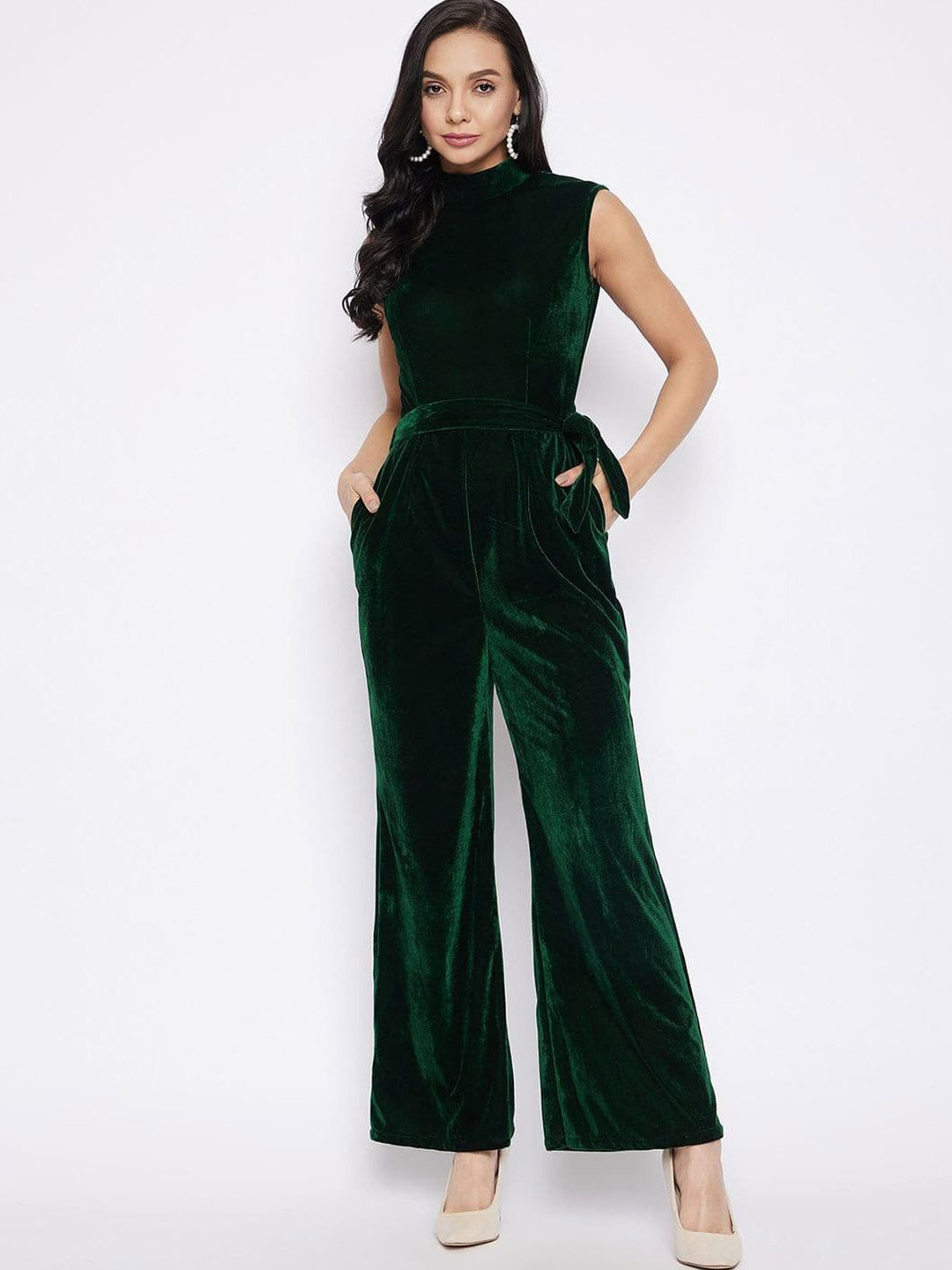 Uptownie Stretchable Velvet Jumpsuit