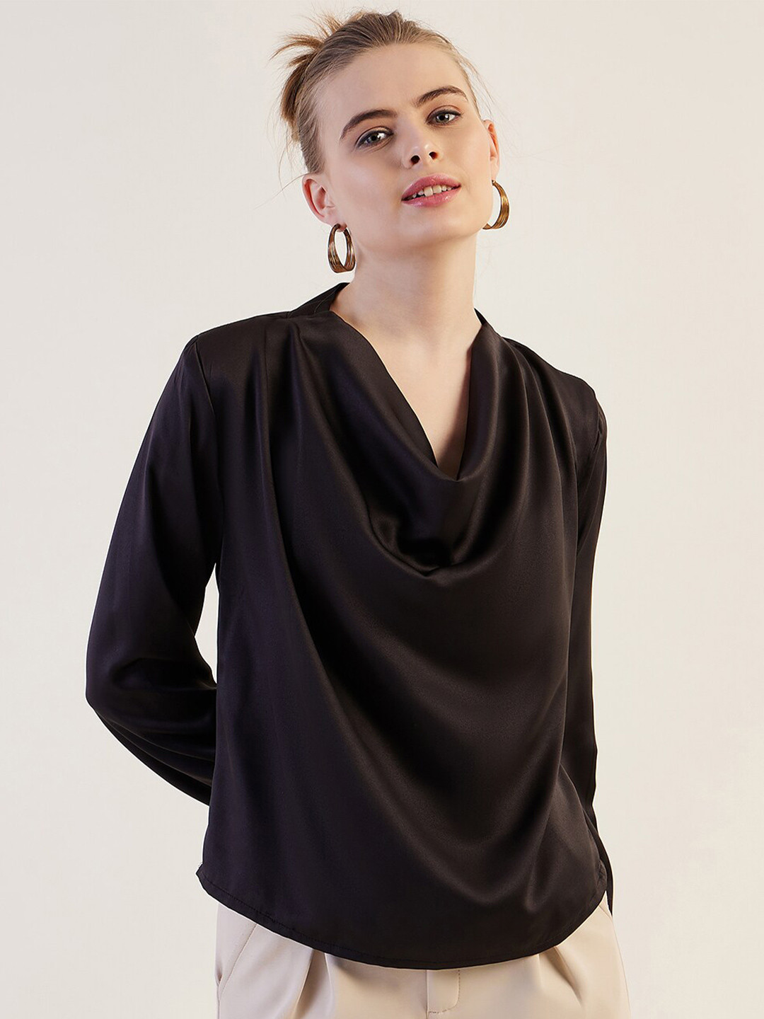 Freehand by The Indian Garage Co Cowl Neck Cuffed Sleeves Top