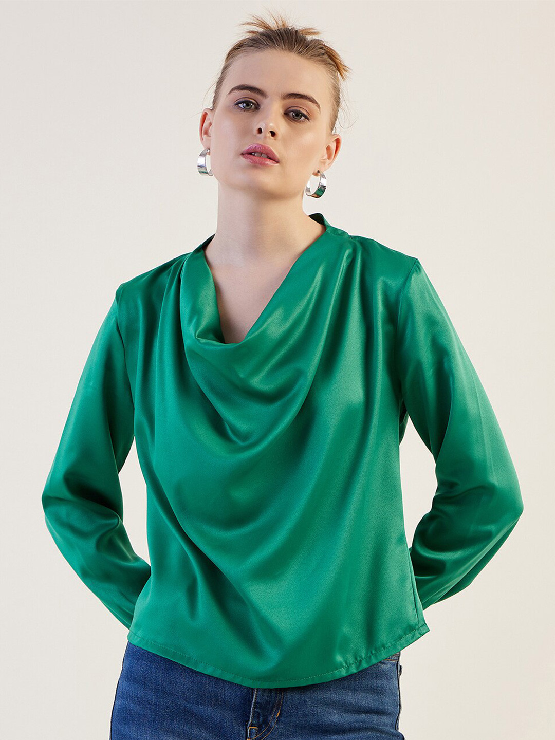 Freehand by The Indian Garage Co Cowl Neck Cuffed Sleeves Top