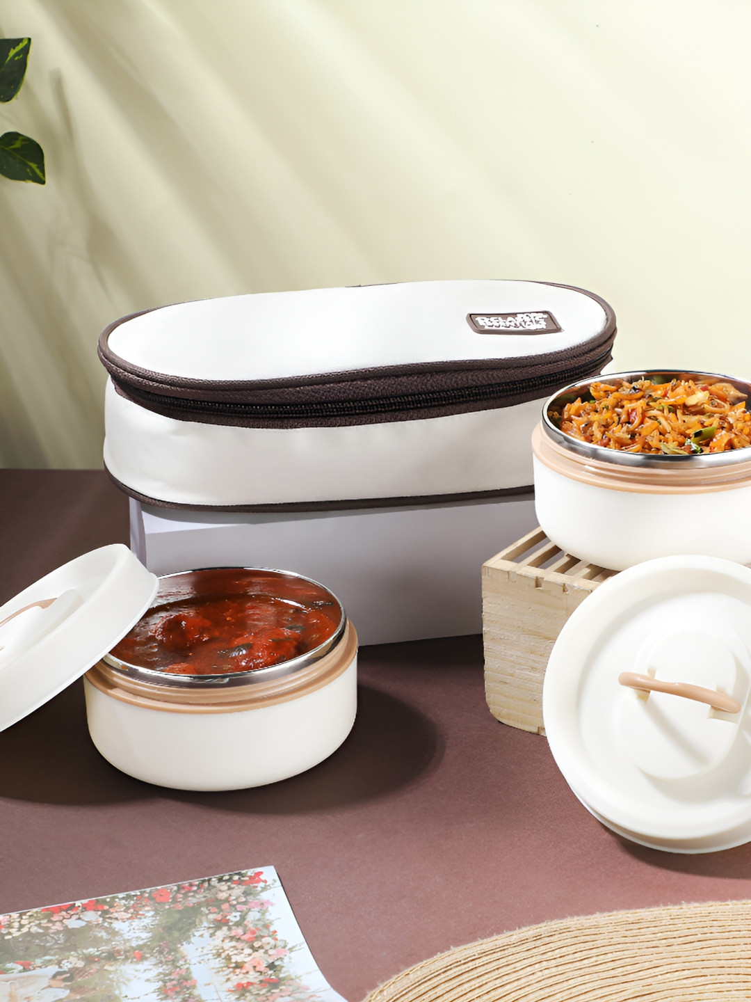 Classic Essentials Liscious 2 Plastic Microwave Safe 3PCs Lunch Box With Spoon and Fork