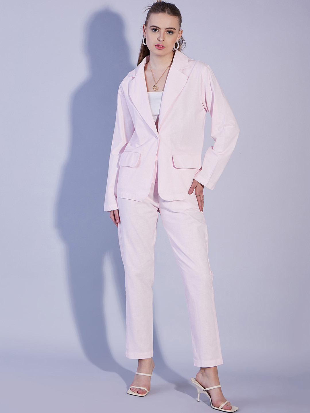 Freehand by The Indian Garage Co Notched lapel Collar Pure Cotton Blazer & Flared Trouser