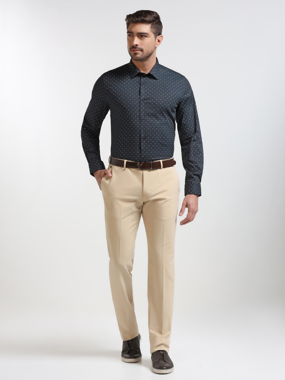 Blackberrys TechPro Men Black Printed Formal Shirts