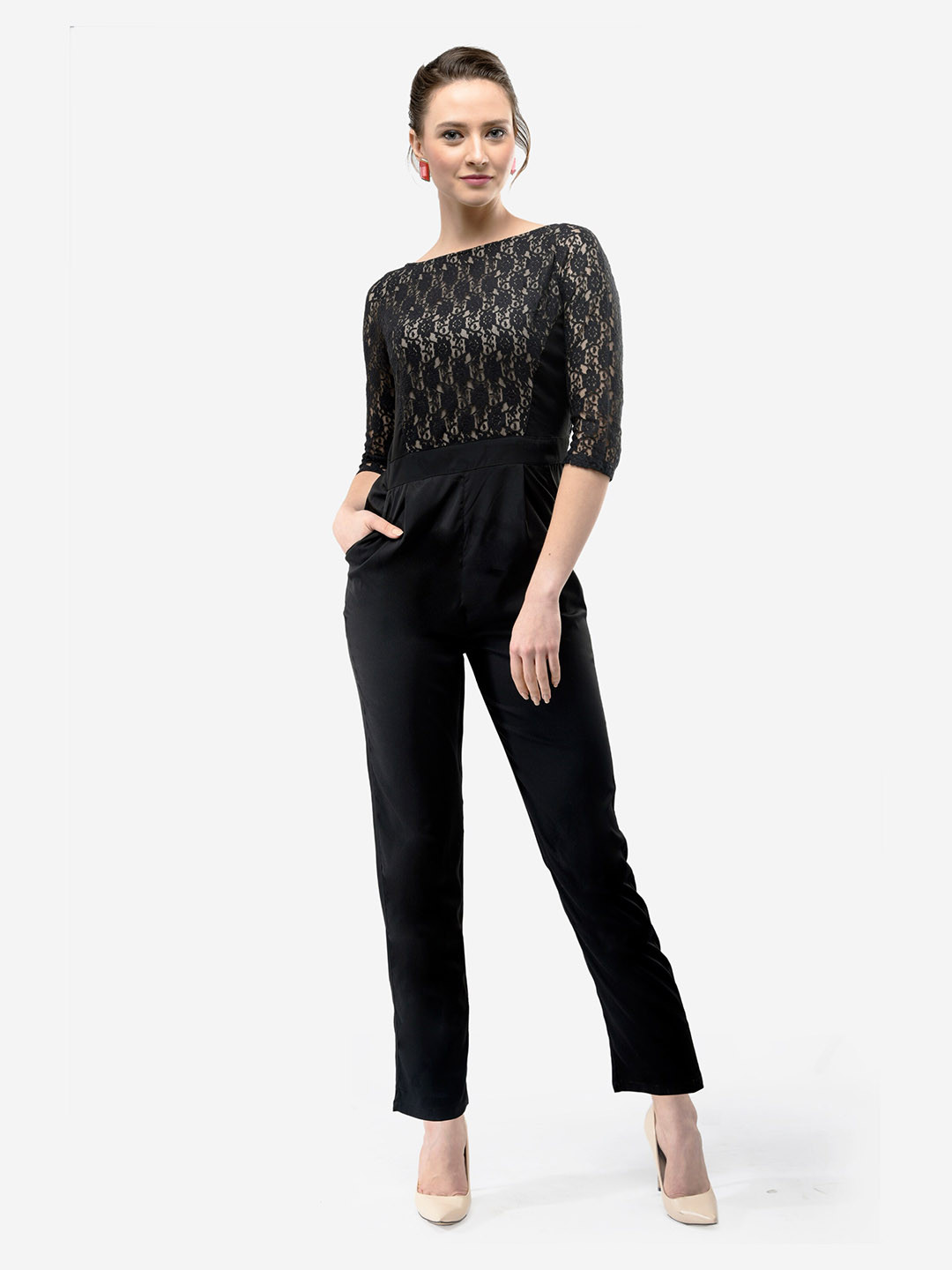 V&M Self Design Boat Neck Basic Jumpsuit