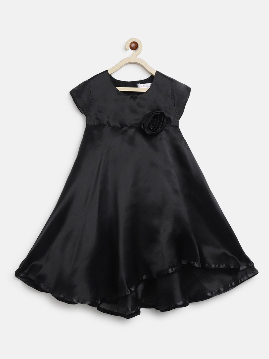 TALES & STORIES Girls Round Neck Cap Sleeves Opaque Fit & Flare Dress