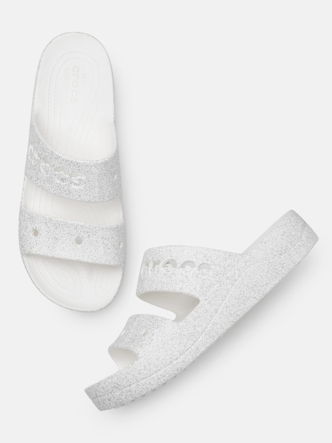 Crocs Women Glitter Open Toe Platform Flats