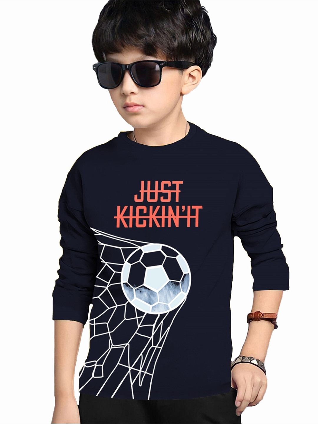 FastColors Boys Typography Printed Pure Cotton T-shirt