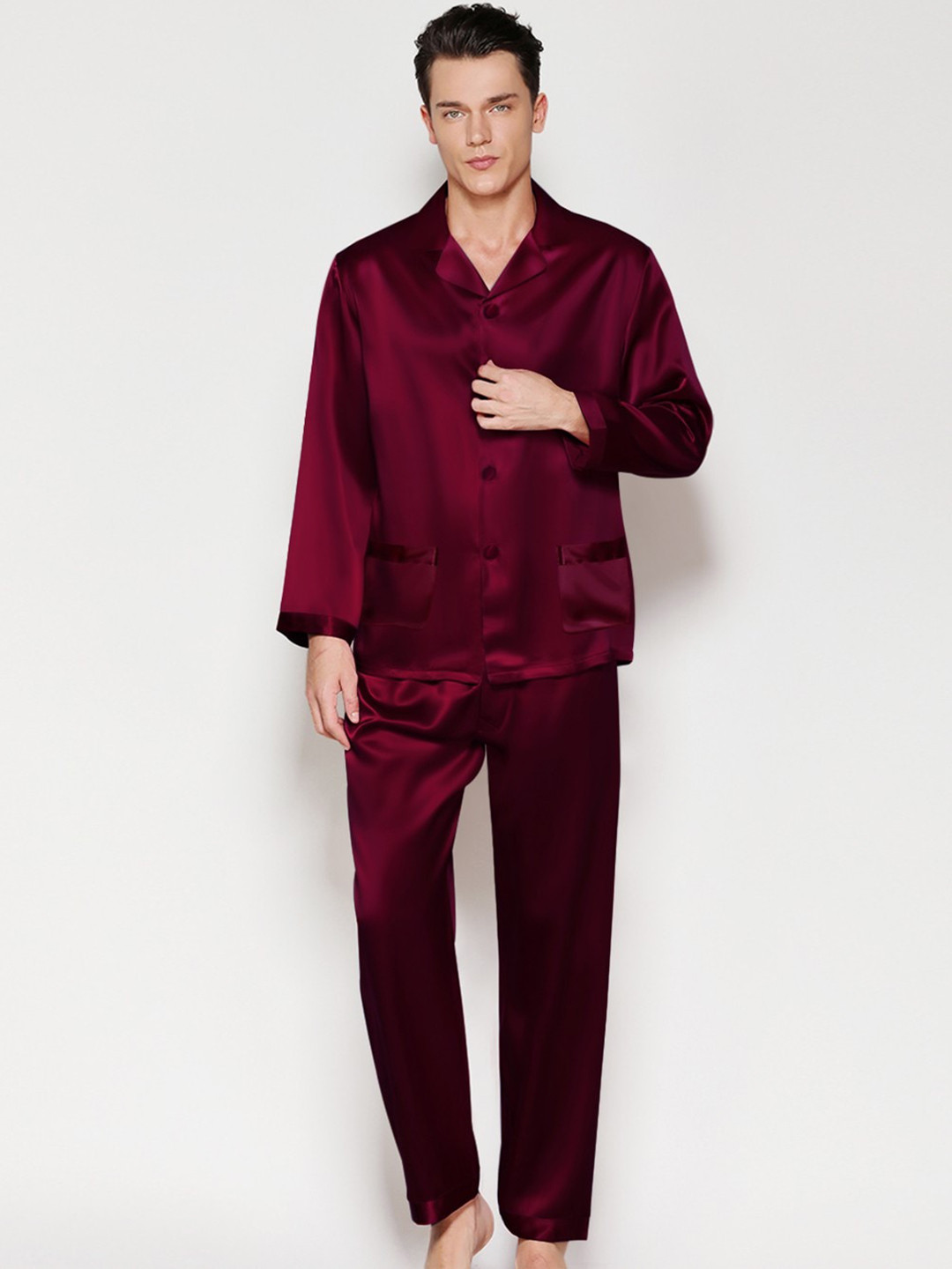 Bella Babe by SK Lapel Collar Satin Night suit