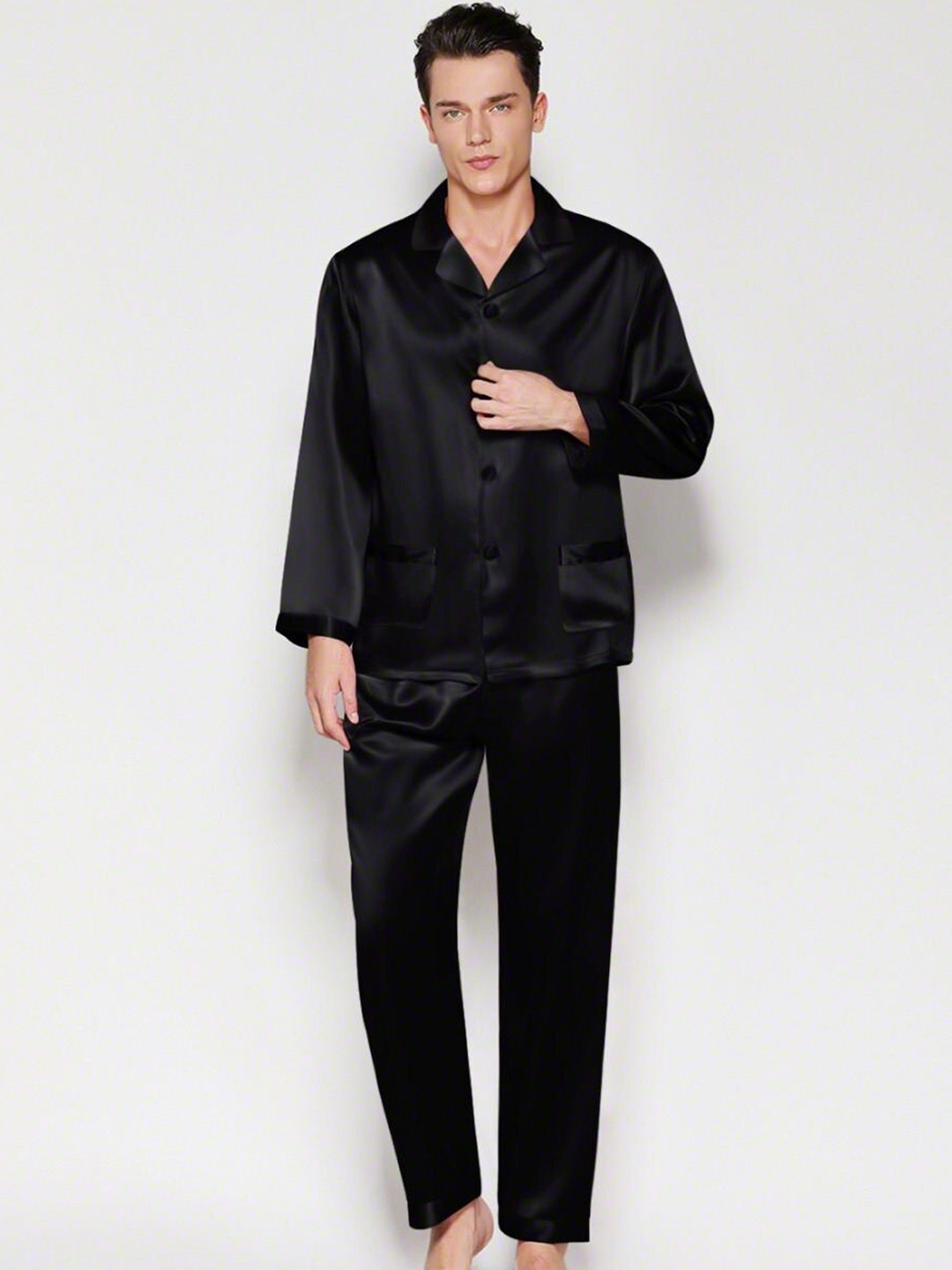 Buy Bella Babe by SK Lapel Collar Long Sleeves Satin Night suit Night suits for Men 27752628 Myntra