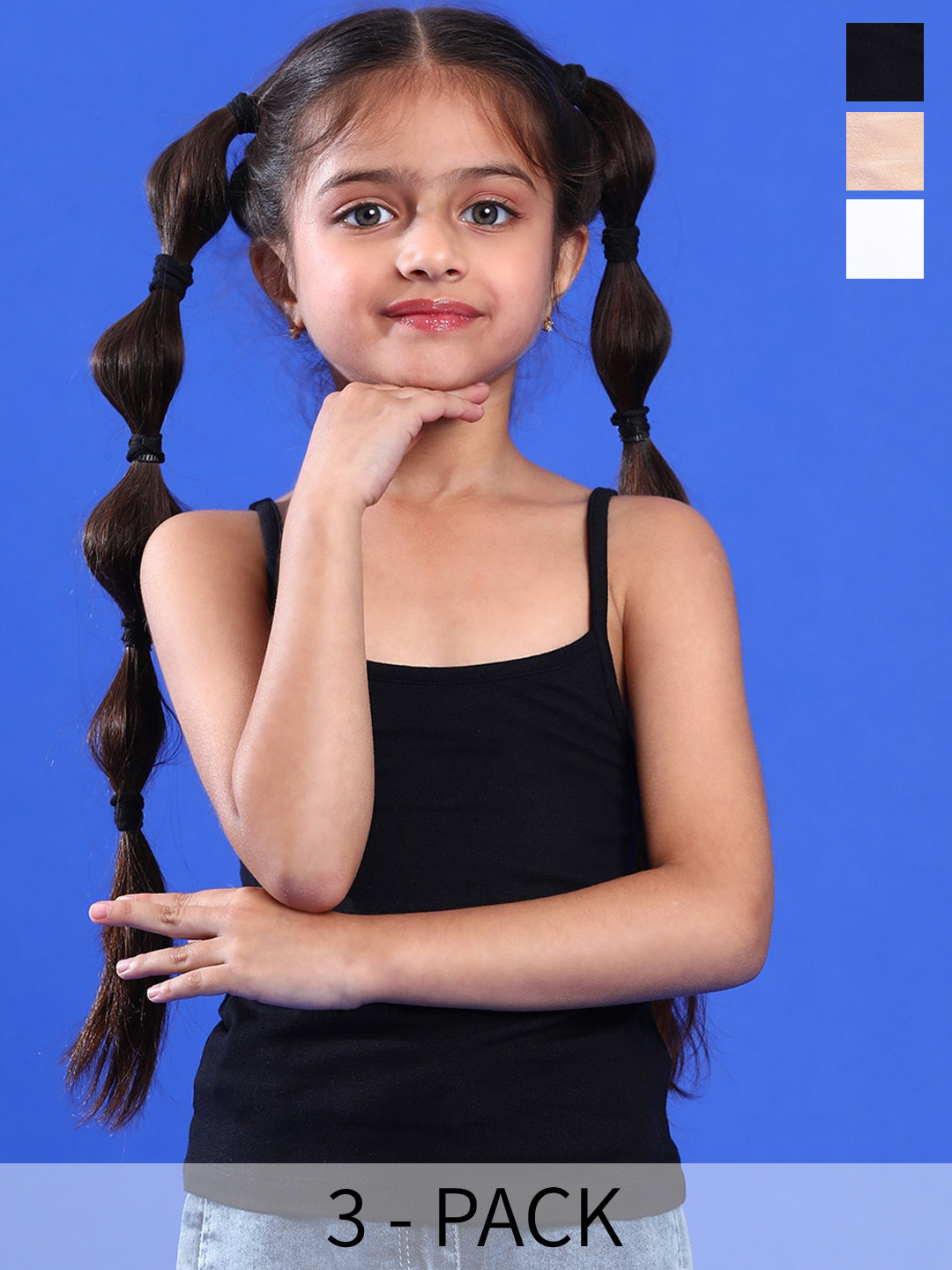 TALES & STORIES Girls Pack Of 3 Non Padded Camisoles