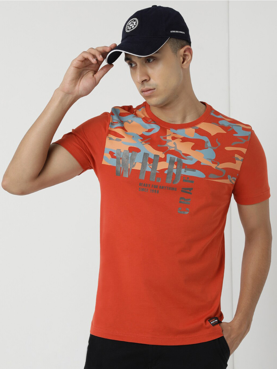 Wildcraft Typography Printed Round Neck Short Sleeves Anti Odour Cotton T-shirt