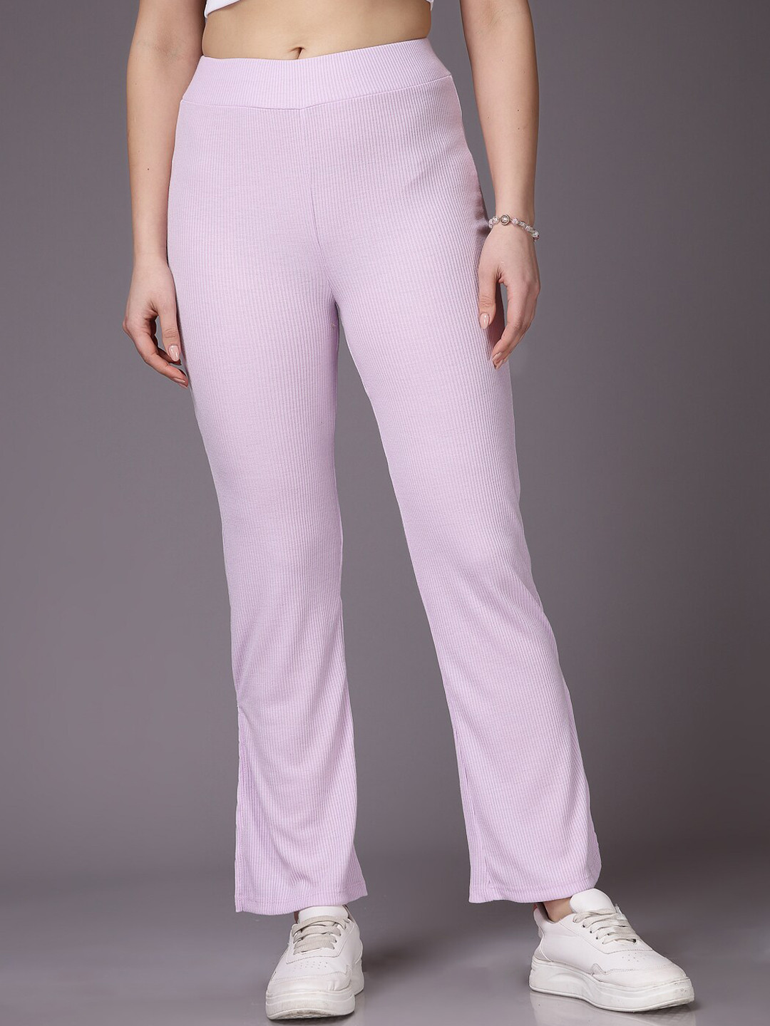 Freehand by The Indian Garage Co Women Mid-Rise Flared Regular Trousers