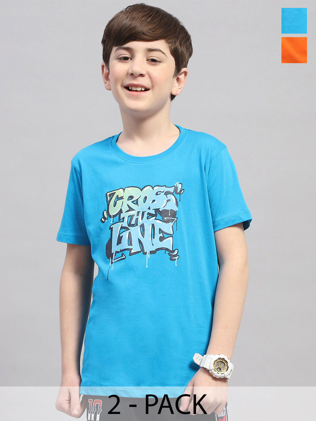 Monte Carlo Boys Collection of 2 Graphic Printed Pure Cotton T-shirt