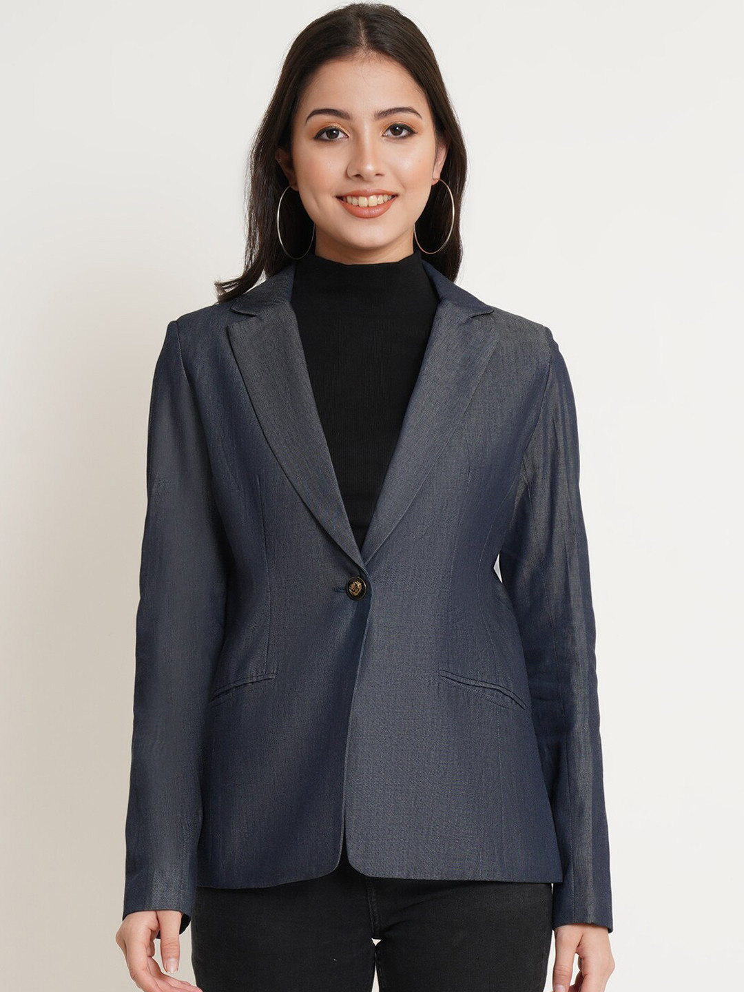 Purple State Notched Lapel Long Sleeves Single-Breasted Formal Blazer