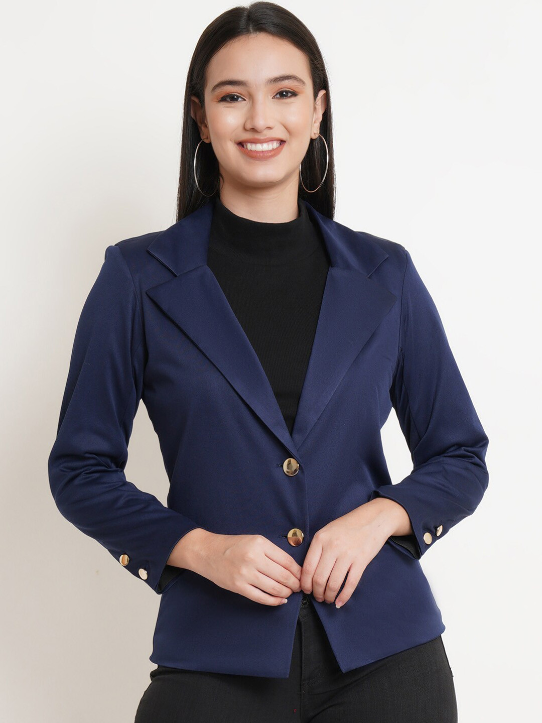 Purple State Notched Lapel Long Sleeves Single-Breasted Slim Fit Blazer