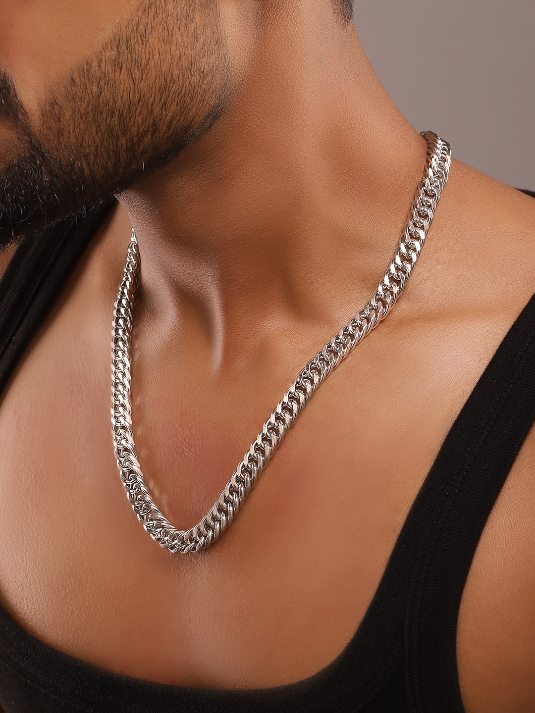 The Roadster Lifestyle Co. Men Silver Toned Rhodium-Plated Chain