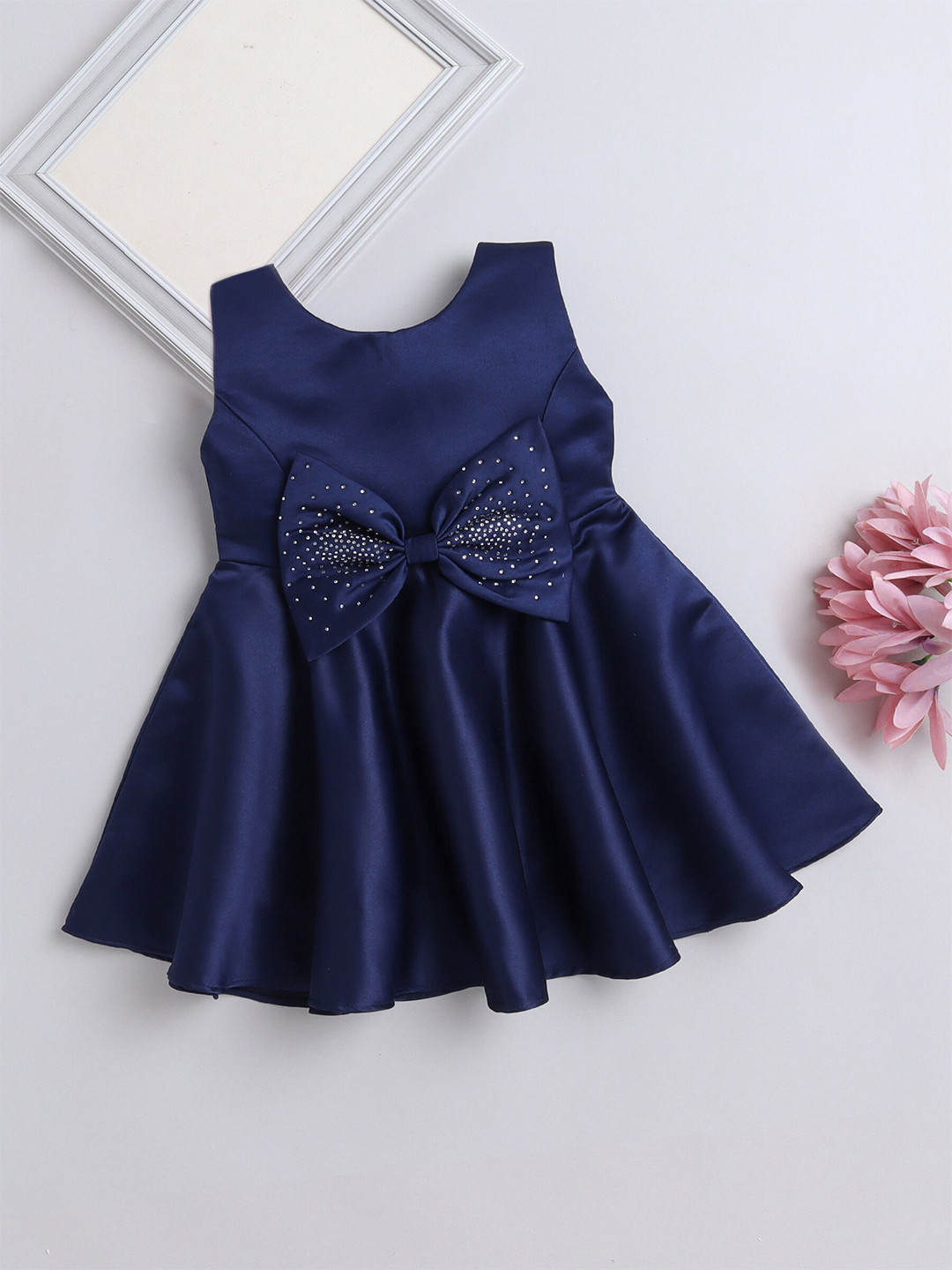 The Magic Wand Girls Bow & Embellished Bow Detailed Fit & Flare Dress
