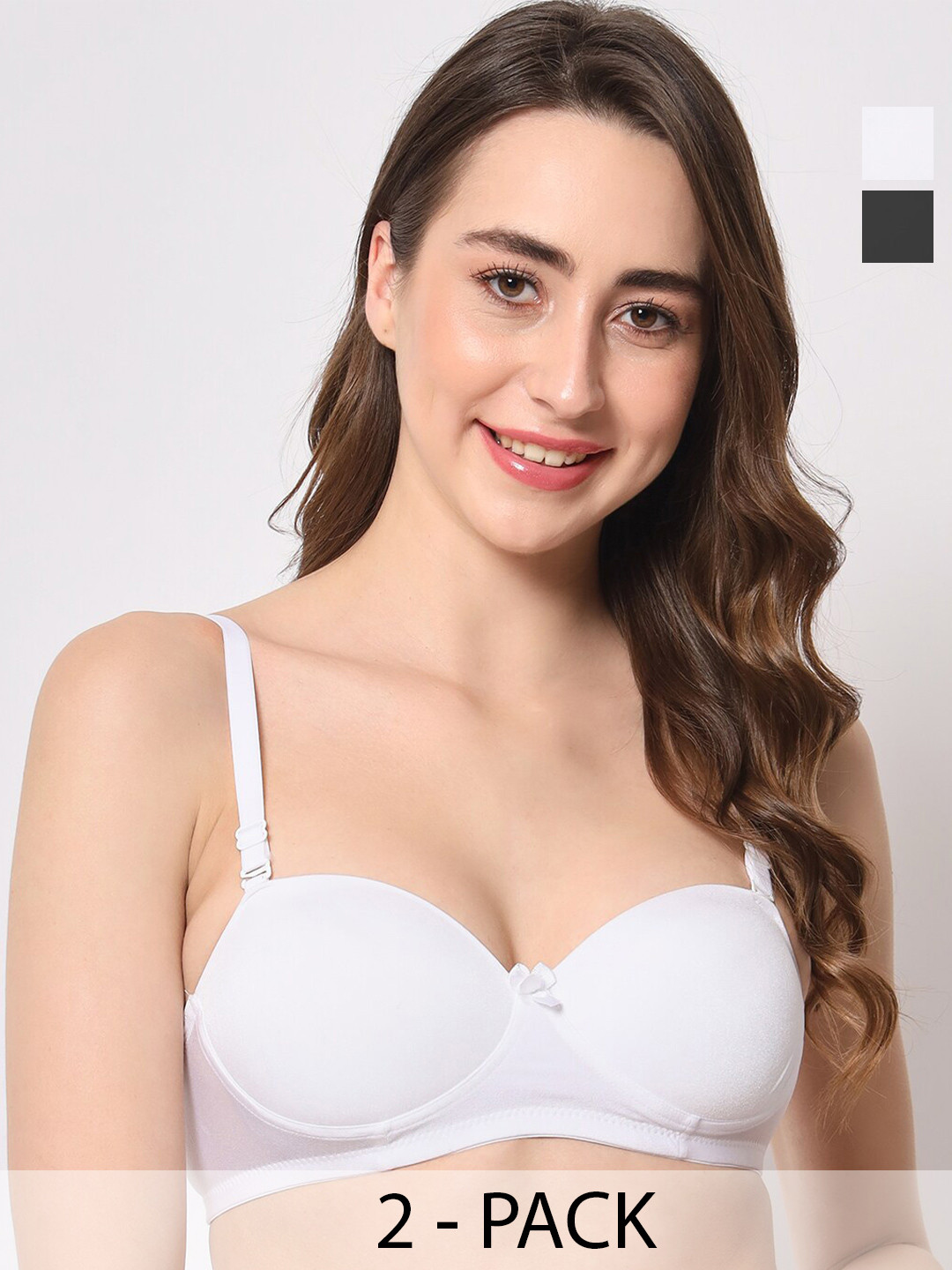 BEWILD Pack of 2 Lightly Padded Half Demi Coverage Push-Up Bras With All Day Comfort