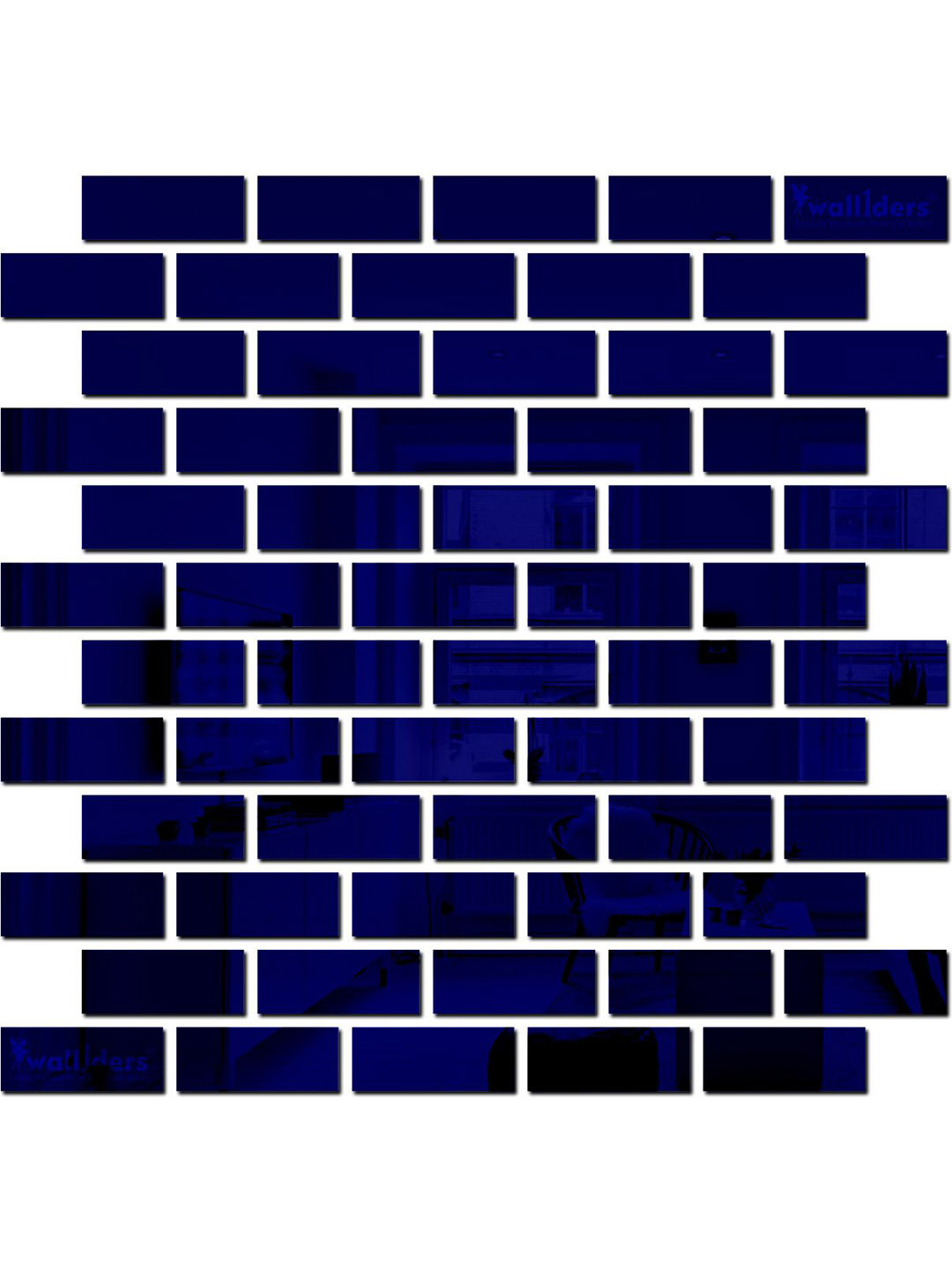 Wall1ders Blue 60 Pieces Rectangle 3D Acrylic Mirror Wall Stickers