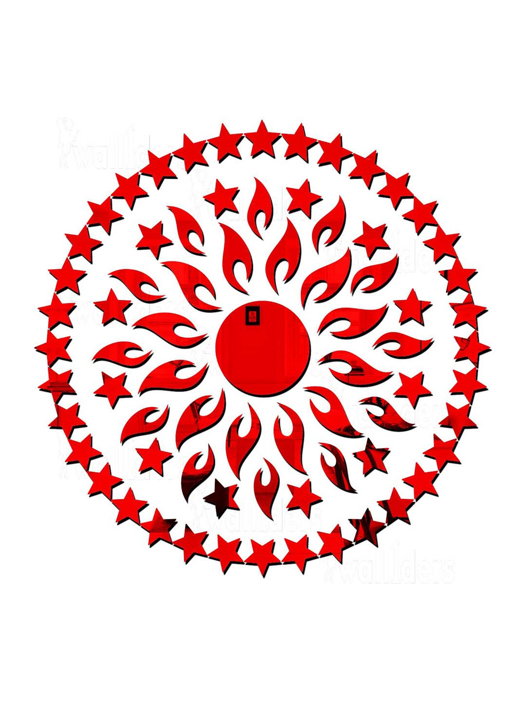 Wall1ders Red 50 Pieces 3D Acrylic Mirror Wall Stickers