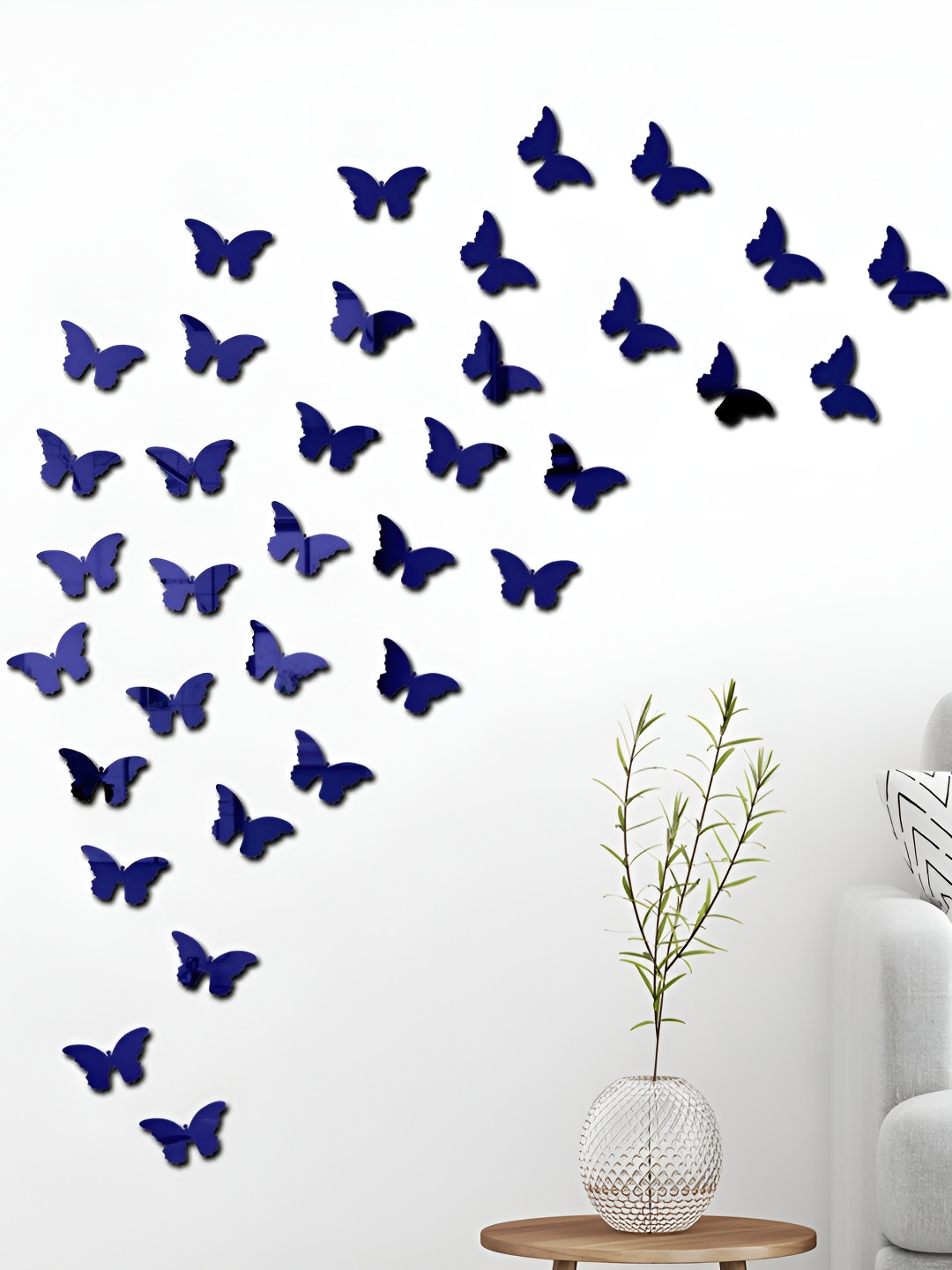 Wall1ders Blue 40 Pieces 3D Acrylic Mirror Wall Stickers
