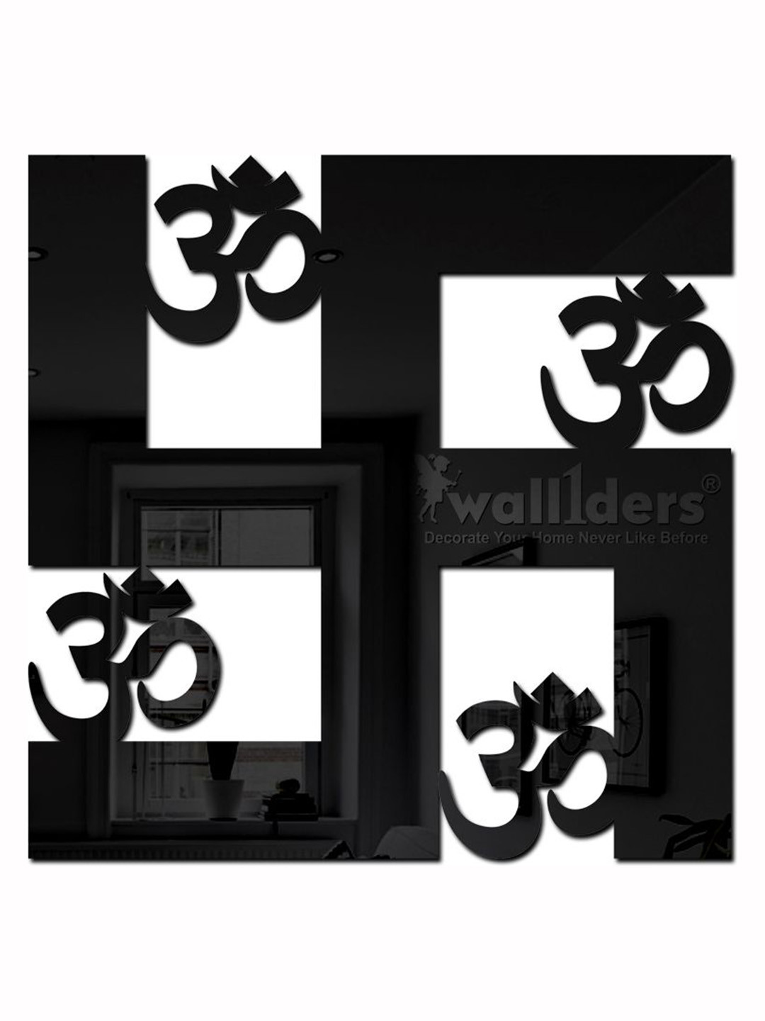Wall1ders Black 3D Acrylic Mirror Wall Sticker