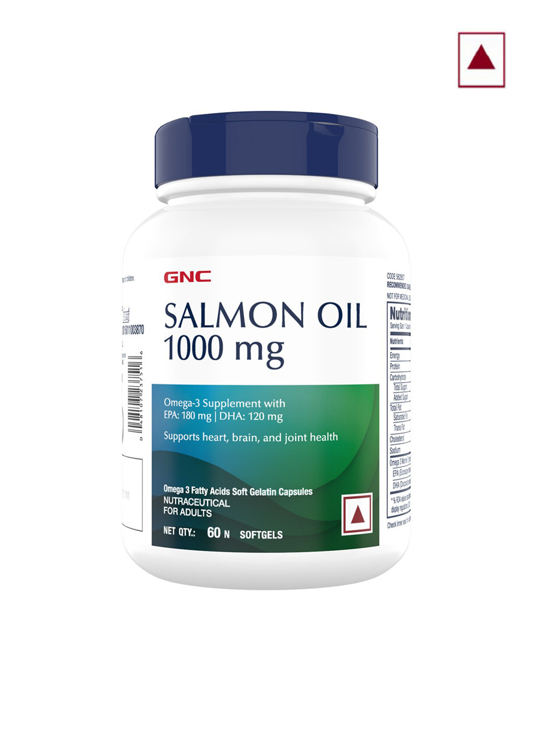 GNC Salmon Oil 1000mg Softgel Capsules with Omega3 Fatty Acids - 60 Capsules