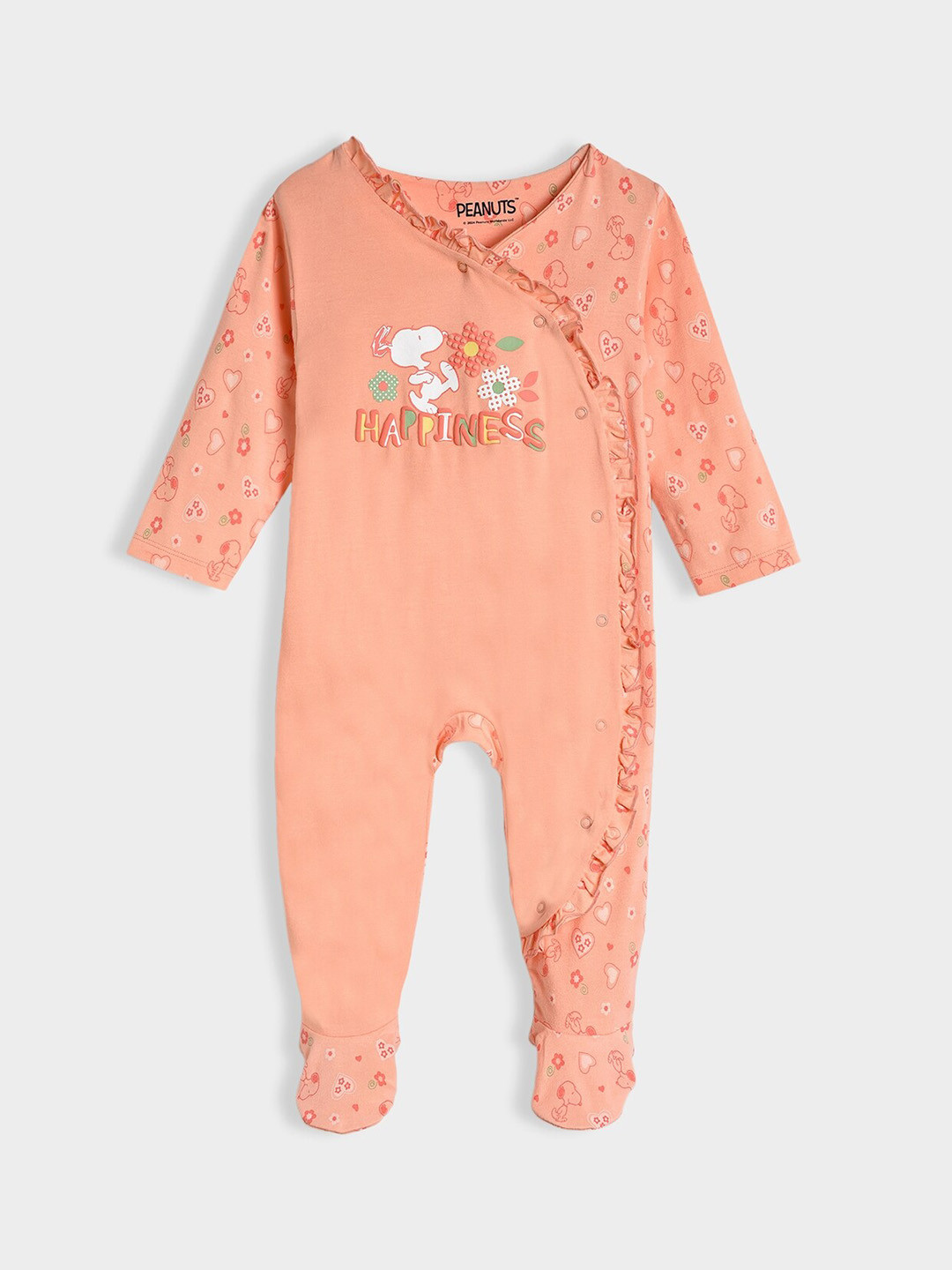 MiArcus Infant Girls Snoopy Printed Cotton Sleepsuit