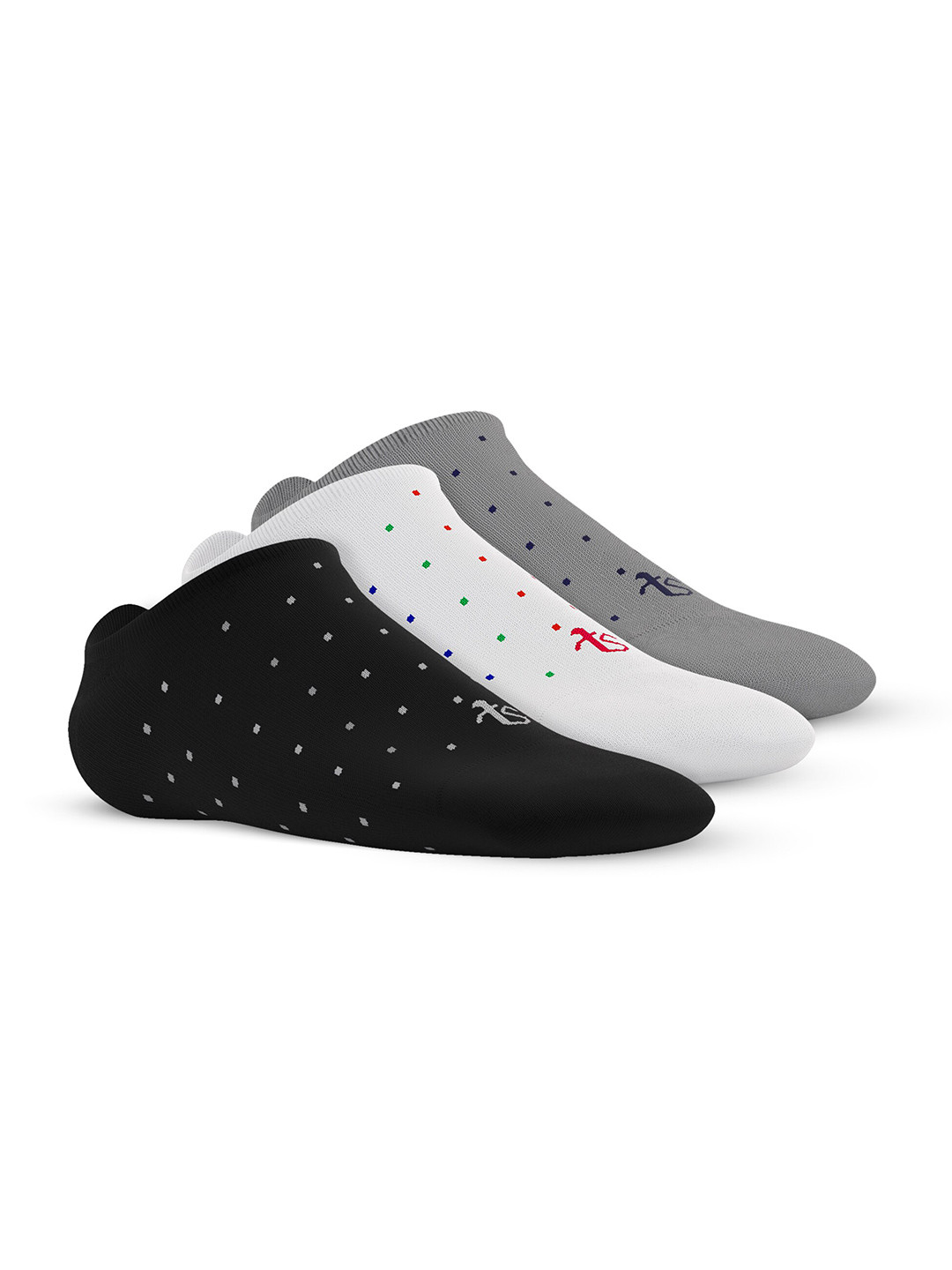 TalkingSox Unisex Pack Of 3 Polka Dot Printed Bamboo Shoe Liner Socks