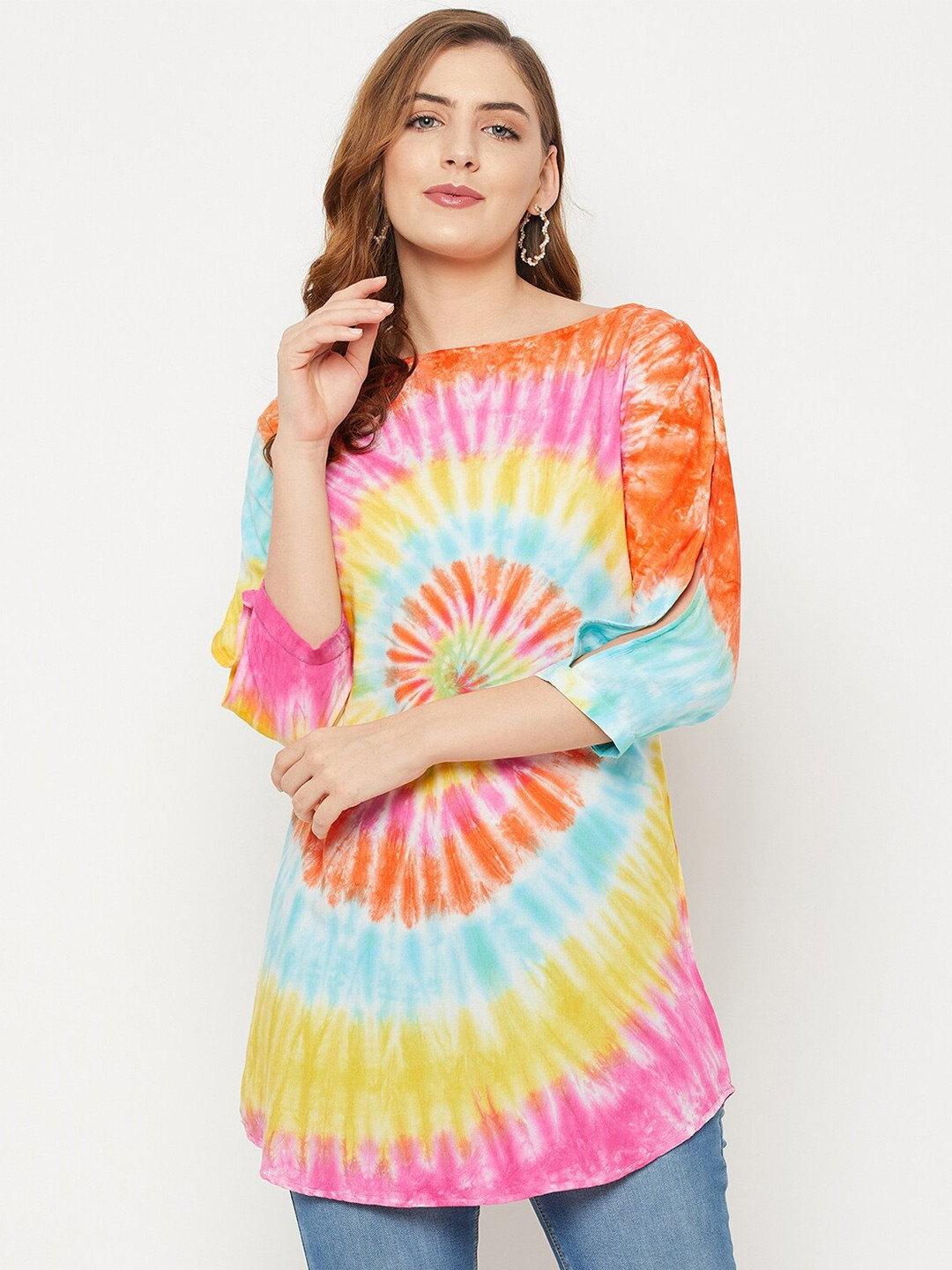 Ruhaans Tie & Dye Boat Neck Tunic
