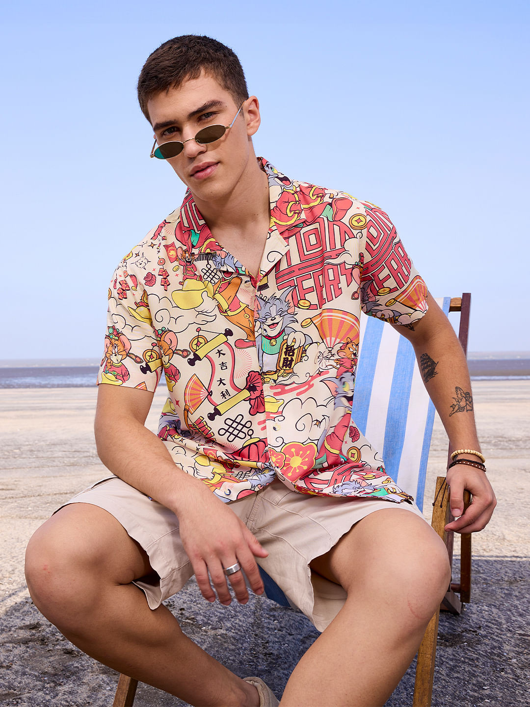 The Souled Store Tom & Jerry Printed Cuban Collar Casual Shirt