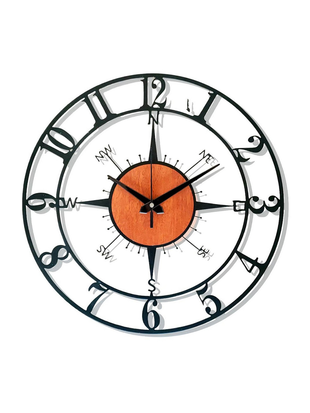 Arabs Decor Black and GoldToned Textured Contemporary Analogue Wall Clock