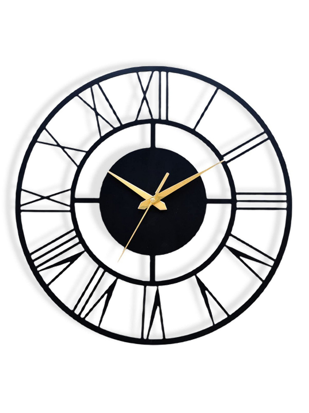 Arabs Decor Black and GoldToned Textured Contemporary Analogue Wall Clock