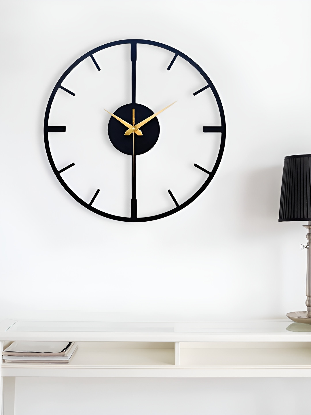 Arabs Decor Black Metal Large Display Round Battery Analogue Wall Clock-40cm