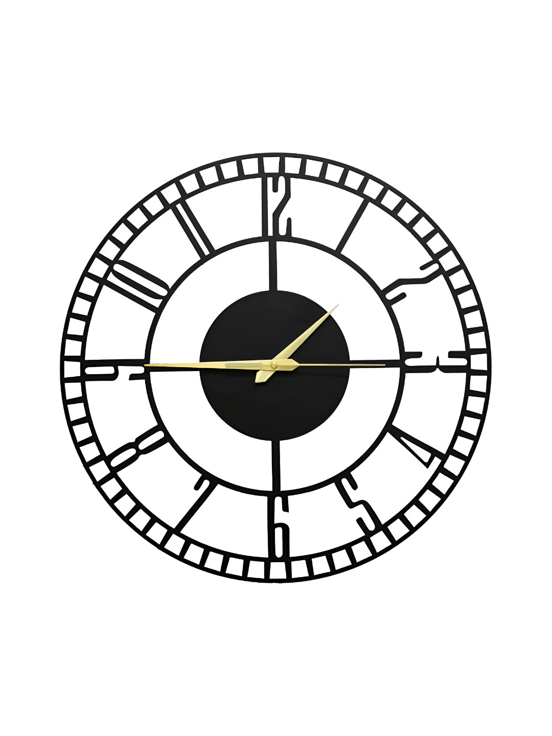 Arabs Decor Black Metal Silent Clock Round Battery Analogue Wall Clock-40cm