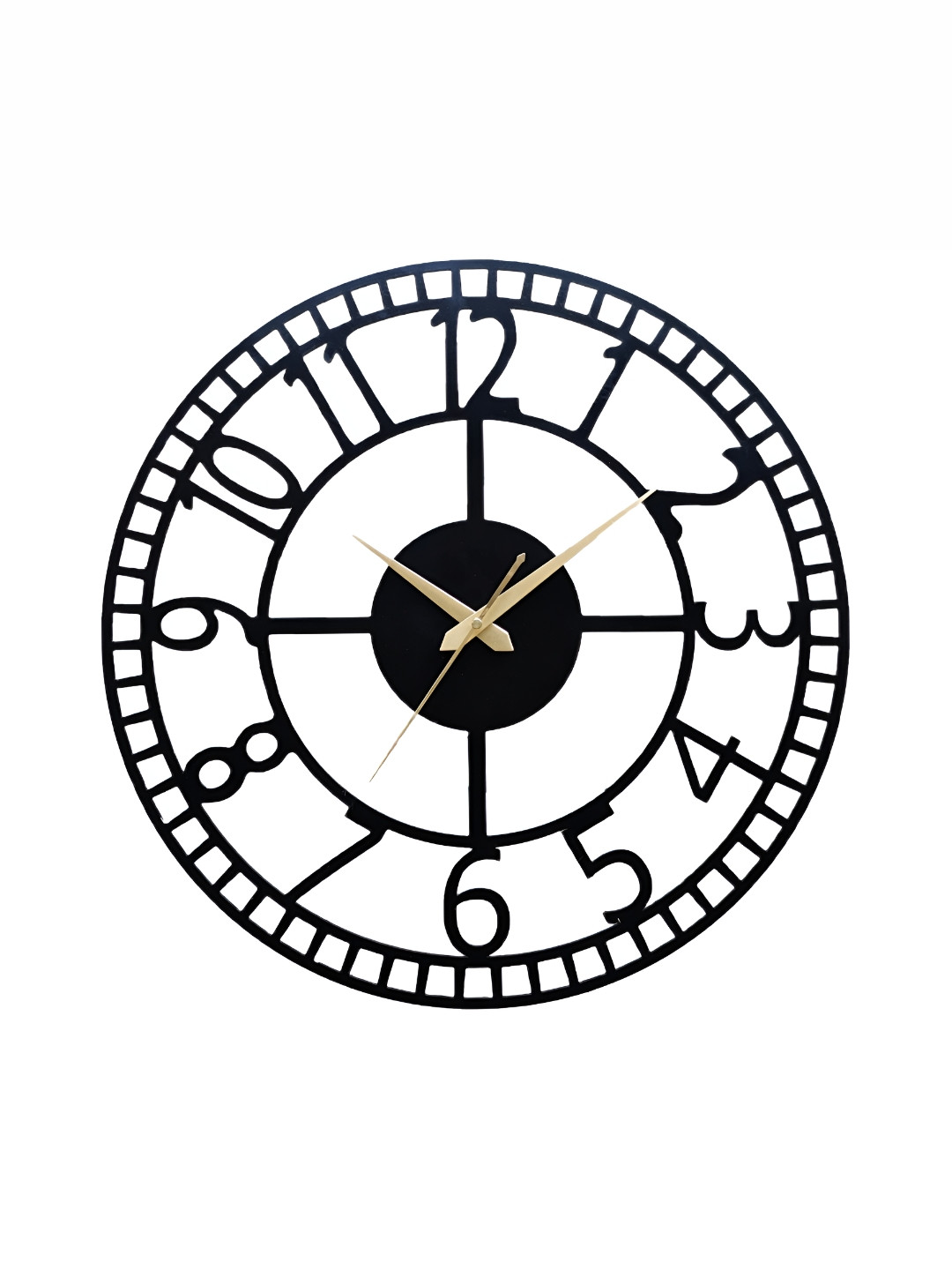 Arabs Decor Black and GoldToned Contemporary Analogue Wall Clock