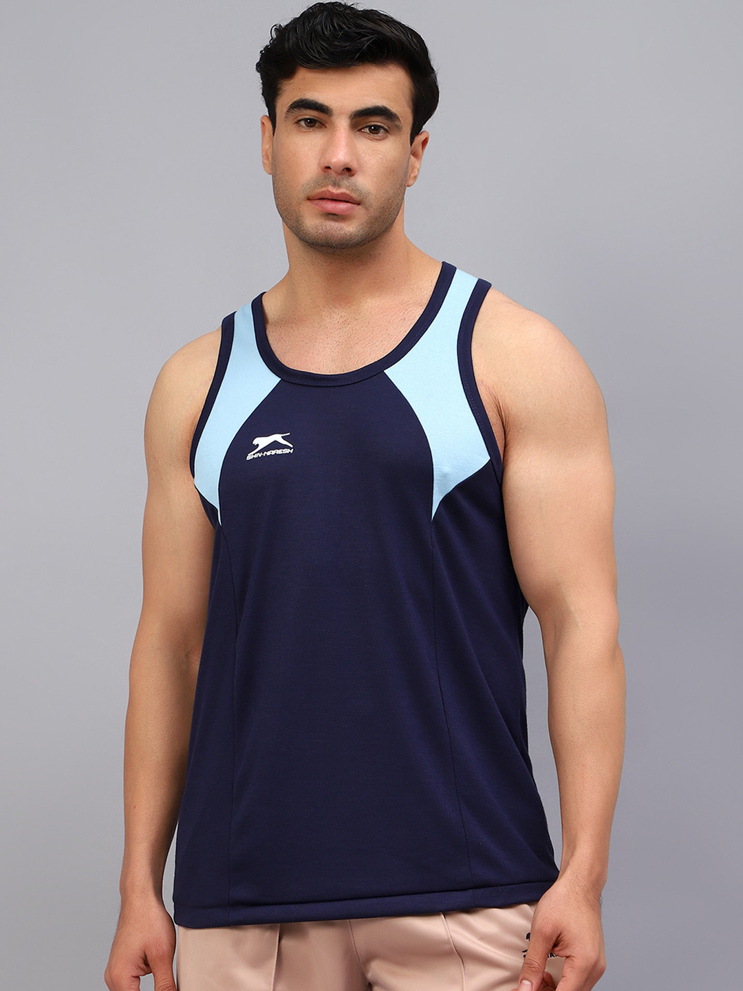 Shiv Naresh Pack Of 2 Colour-Blocked Gym Vests 208_Navy/Sky_Vest
