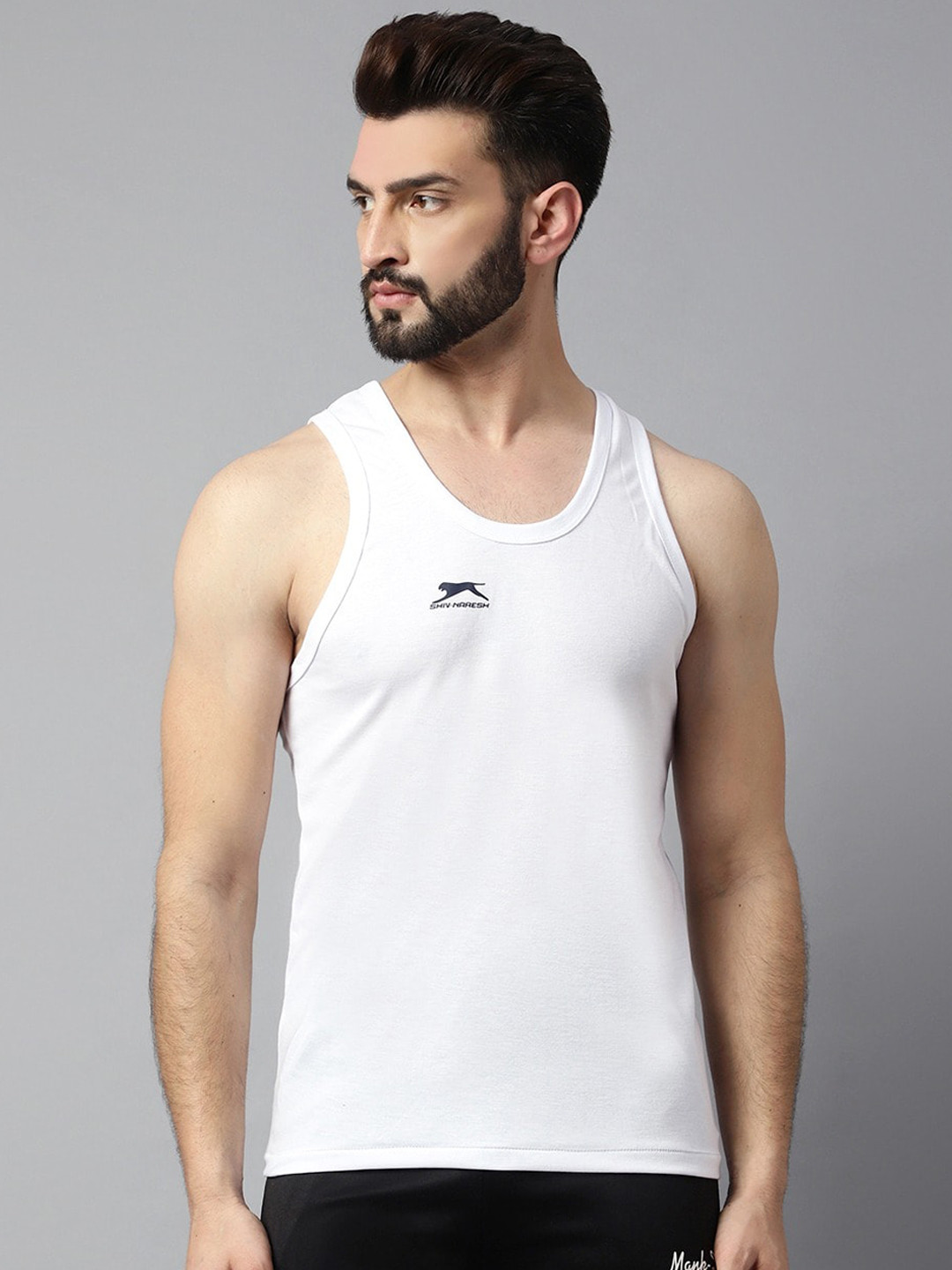 Shiv Naresh Pack Of 2 Rich Sleeveless Round Neck Innerwear 201_White_Vest