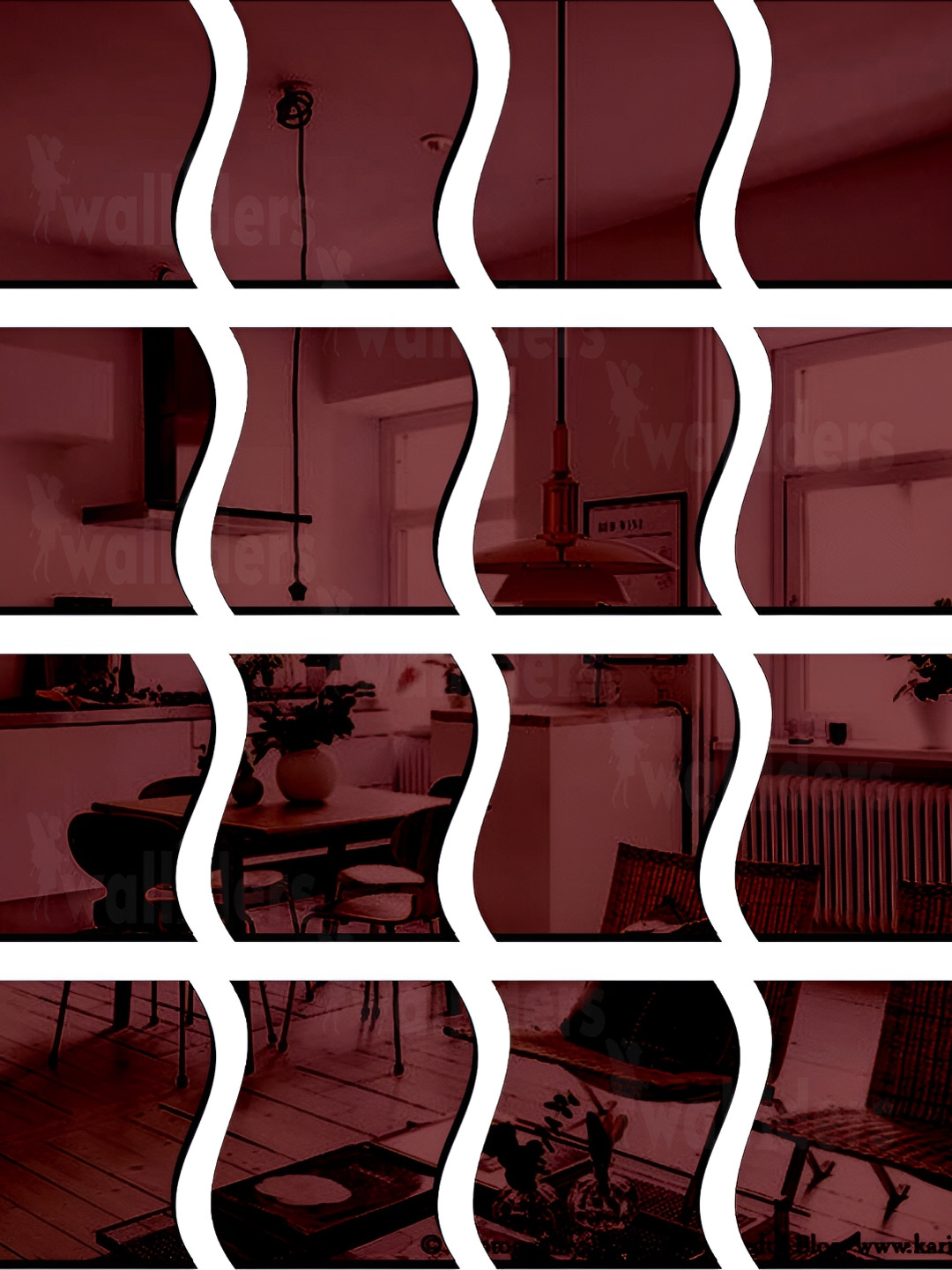 Wall1ders Brown 16 Pieces 3D Abstract Mirror Wall Sticker