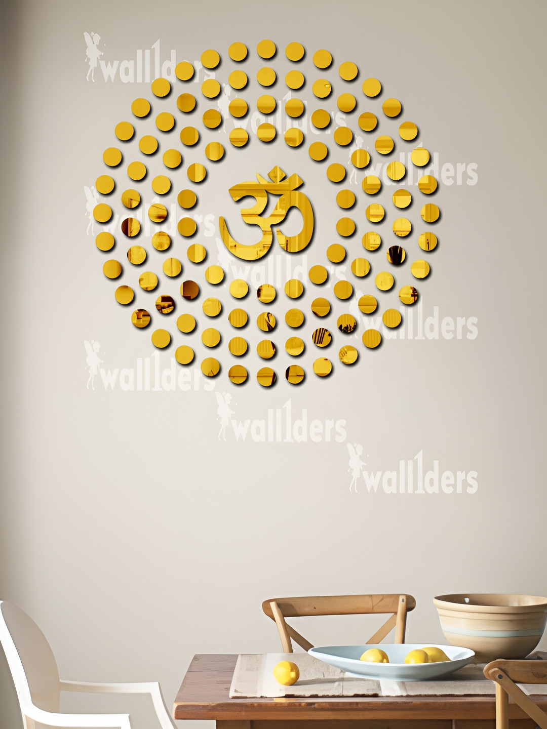 Wall1ders Gold Toned 101 Pieces 3D Mirror Wall Stickers