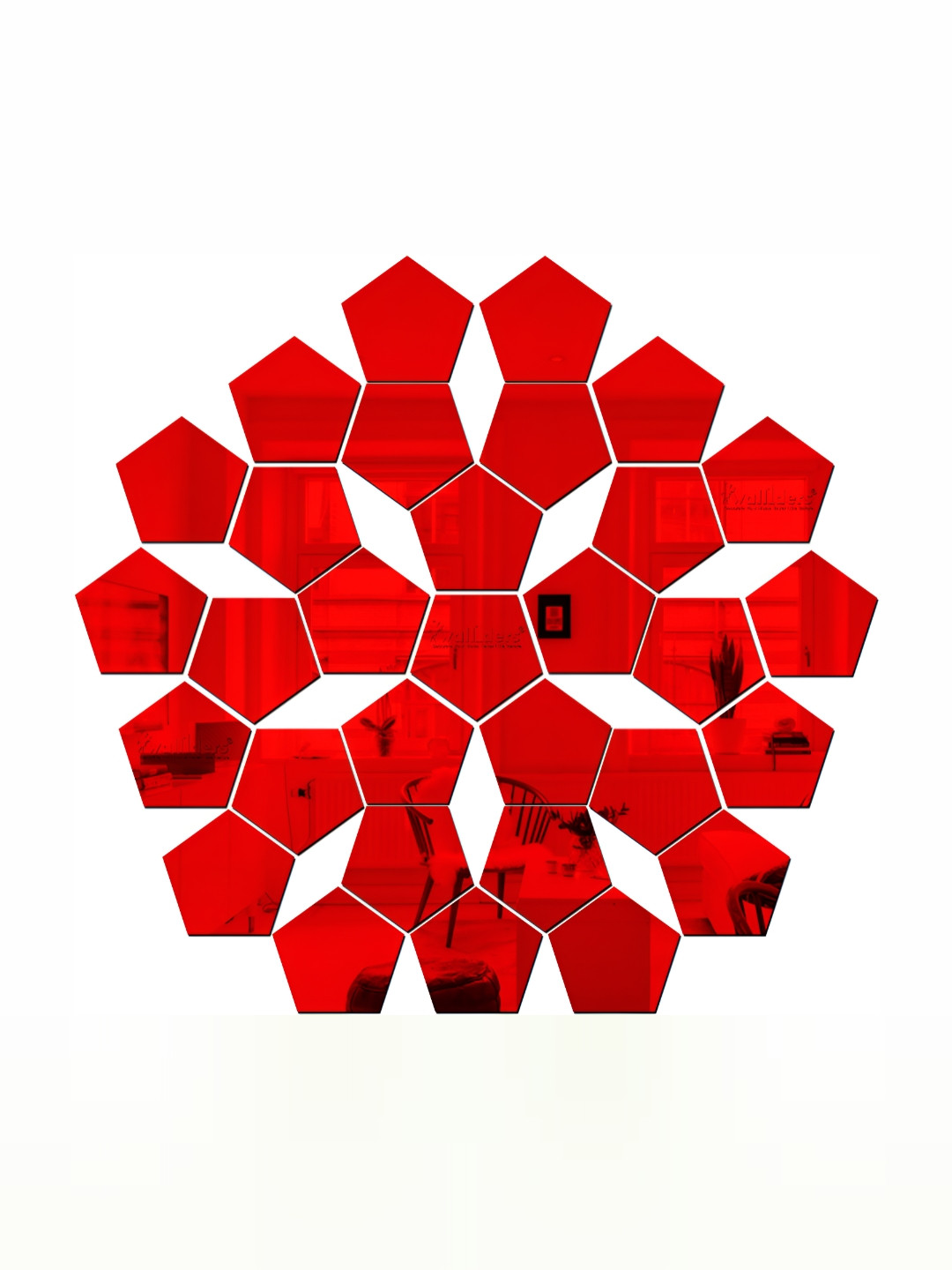 Wall1ders Red 31 Pieces Acrylic Wall Stickers