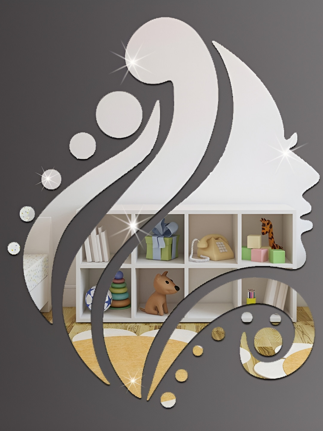 Wall1ders Silver Toned Abstract Acrylic Wall Sticker