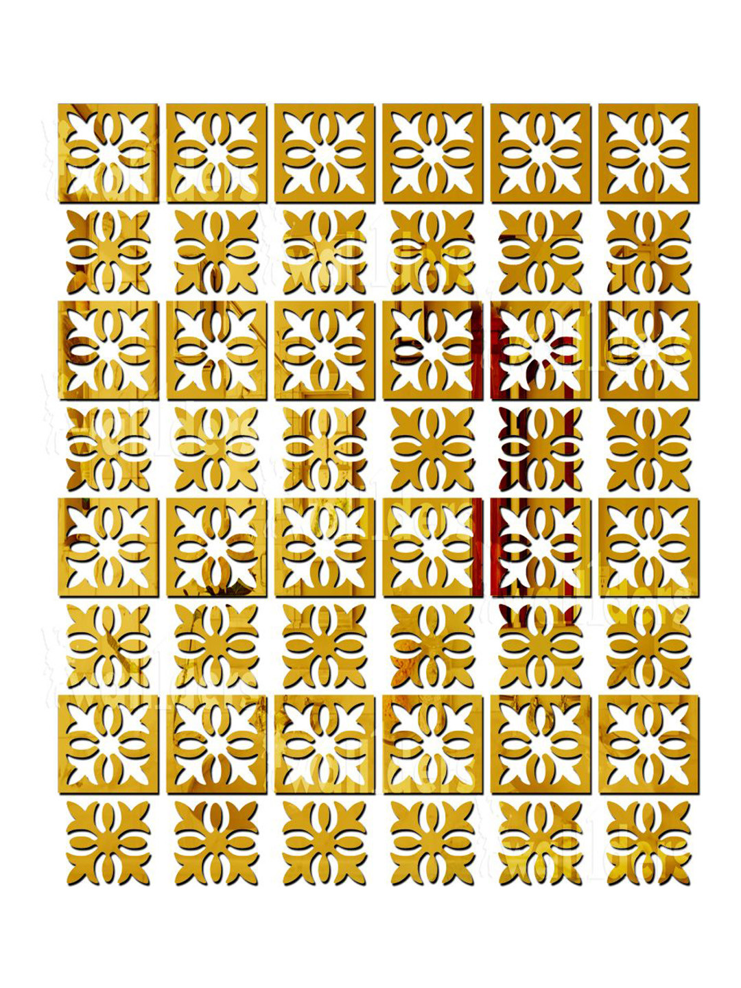 Wall1ders Gold Toned 48 Pieces 3D Mirror Wall Stickers