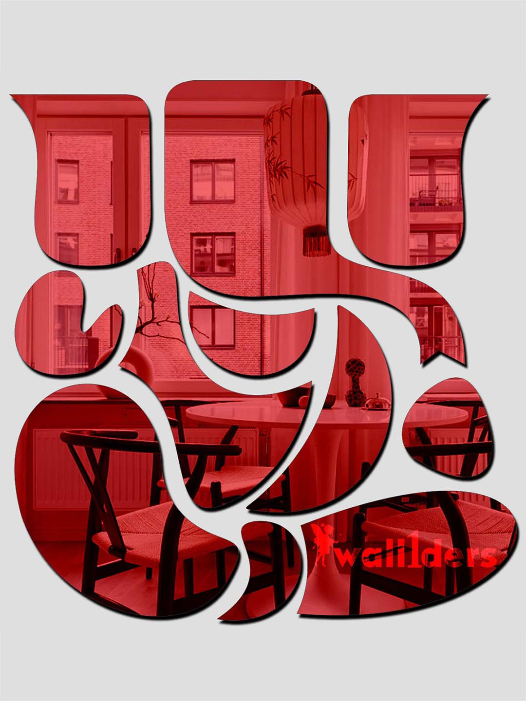 Wall1ders Red Ganesha 3D Acrylic Mirror Wall Sticker