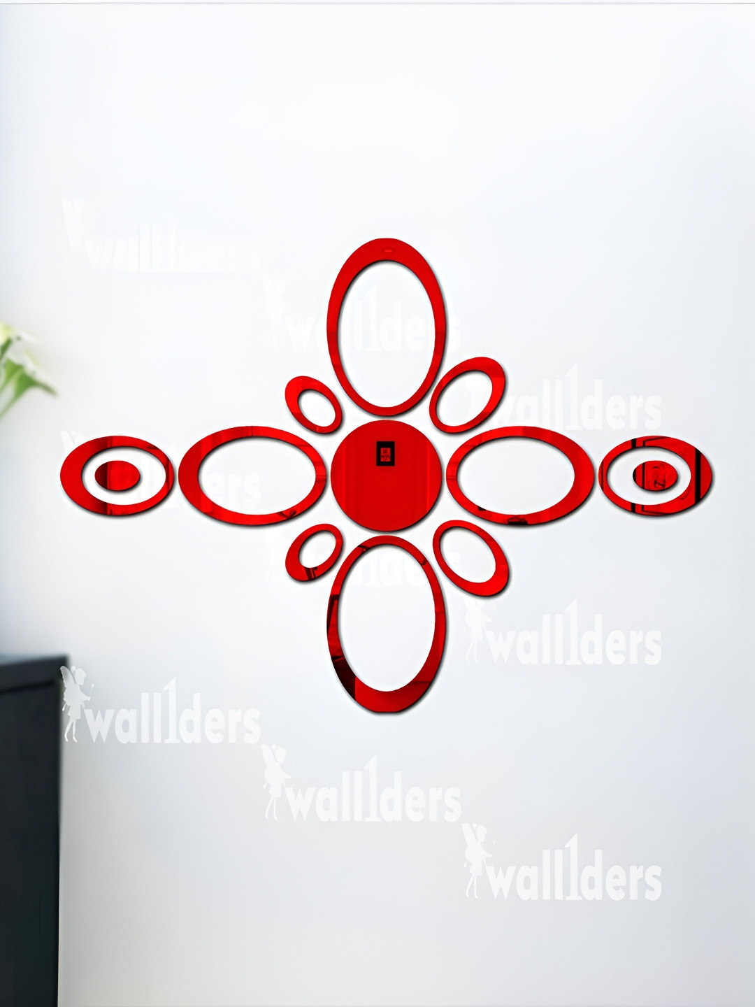 Wall1ders 12 Pieces Red Oval-shaped Acrylic Wall Stickers